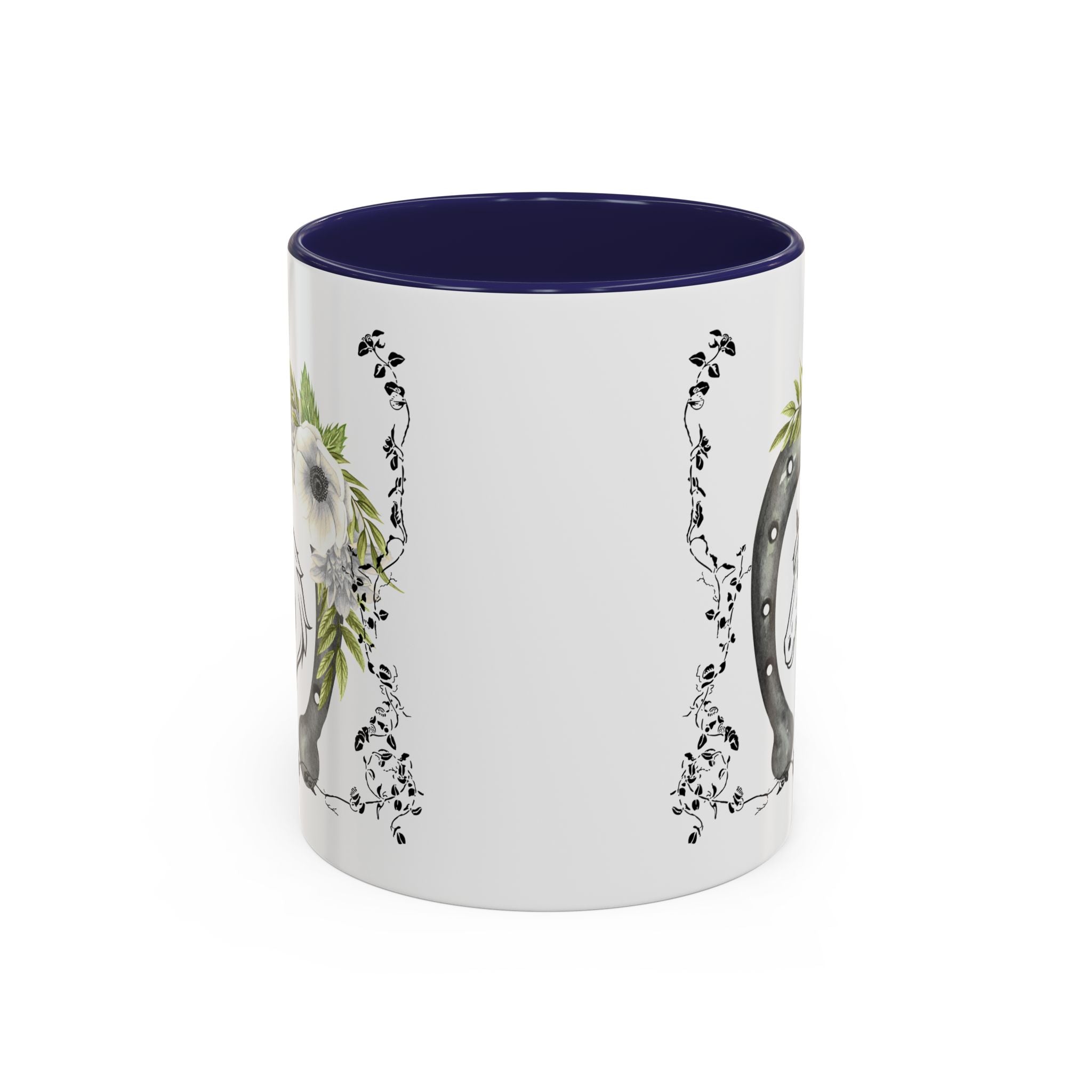 Personalized Floral Horseshoe Mug - Unique Gift for Horse Lovers, Cowgirl Theme, Farmhouse Decor, Wedding Favors, Custom Name Mug