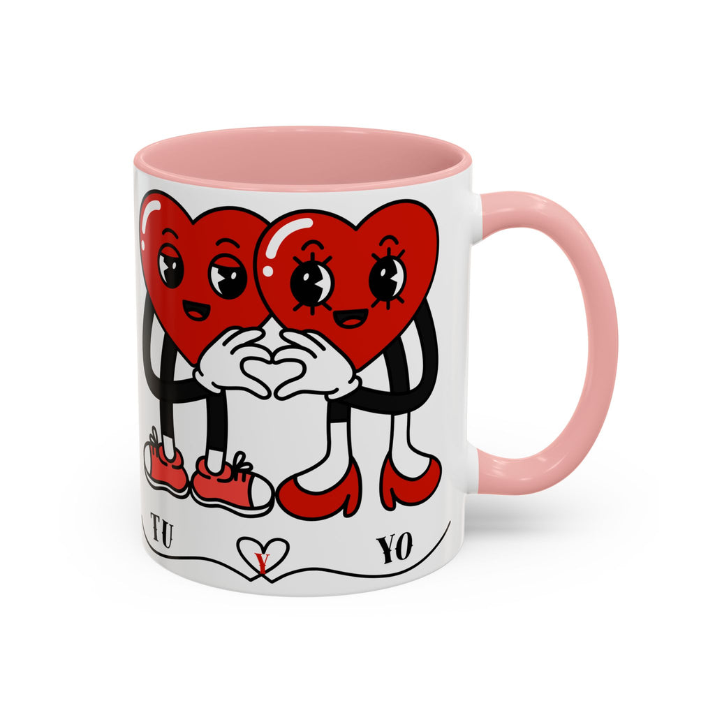 Valentine Heart Couple Coffee Mug – "Tu y Yo" Cute Romantic Accent Mug