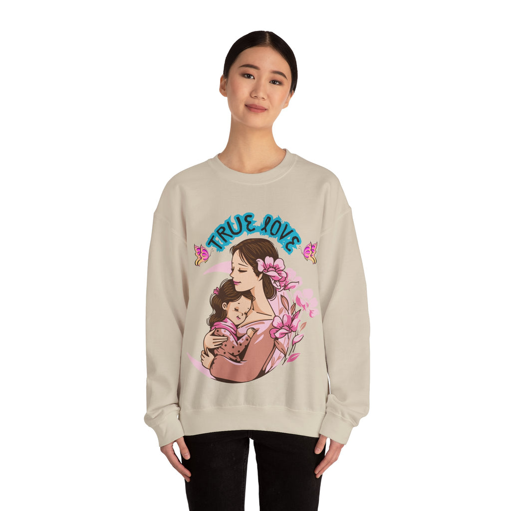 True Love Crewneck Sweatshirt | Family Gift, Mother's Day Apparel, Cozy Sweatshirt, Comfort Wear, Floral Design