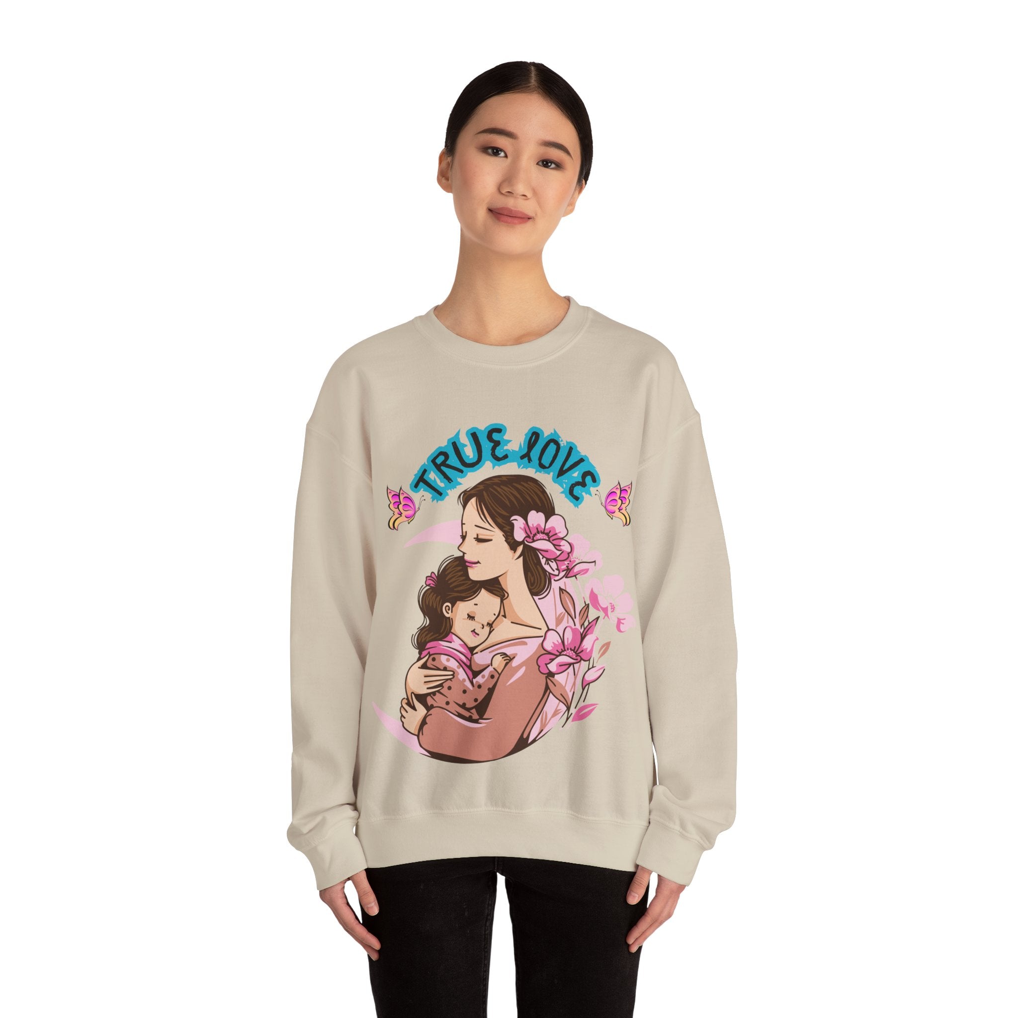 True Love Crewneck Sweatshirt | Family Gift, Mother's Day Apparel, Cozy Sweatshirt, Comfort Wear, Floral Design