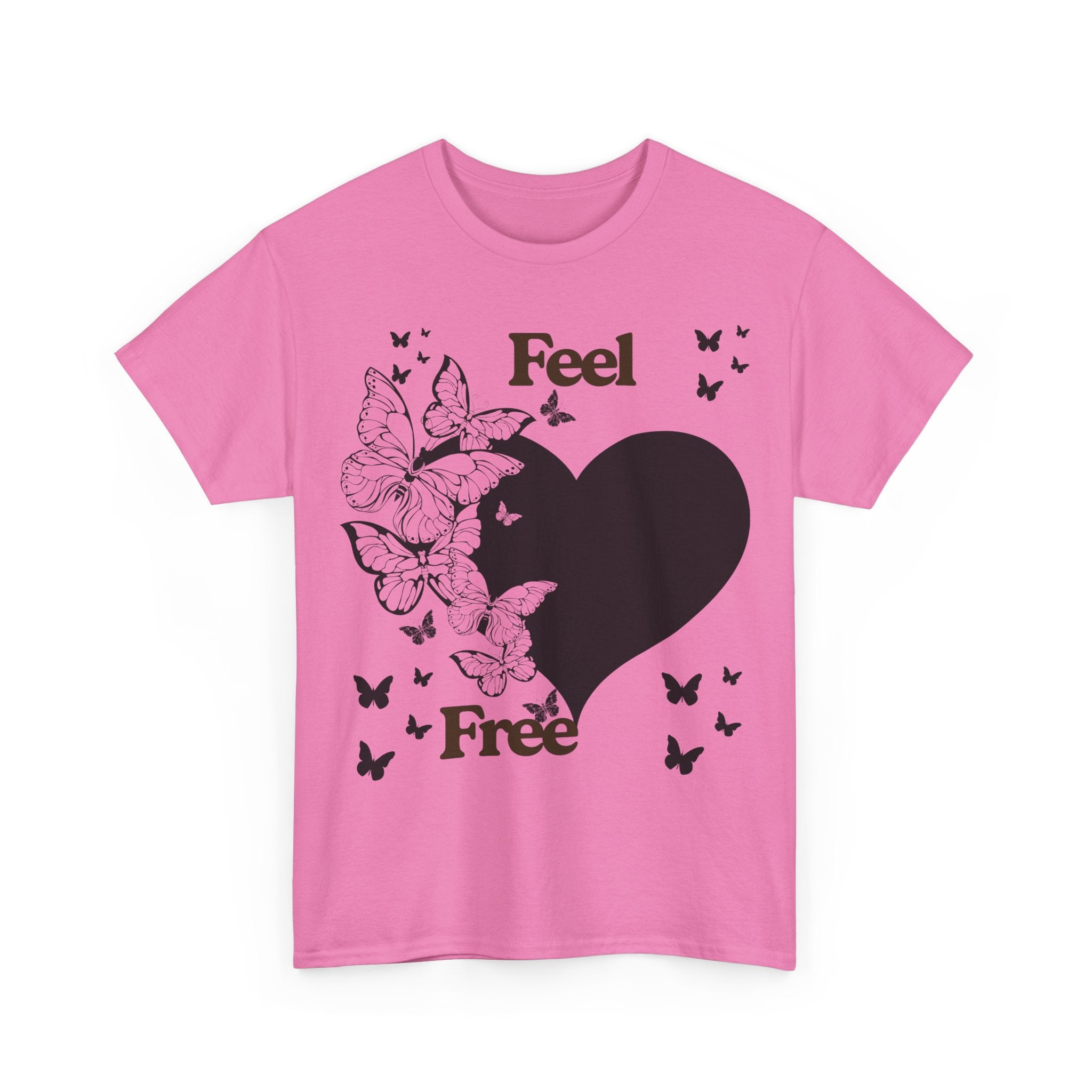 Butterfly Heart Unisex Heavy Cotton Tee, Feel Free Shirt, Nature Lover Gift, Casual Wear, Spring Fashion, Butterfly Design Tee