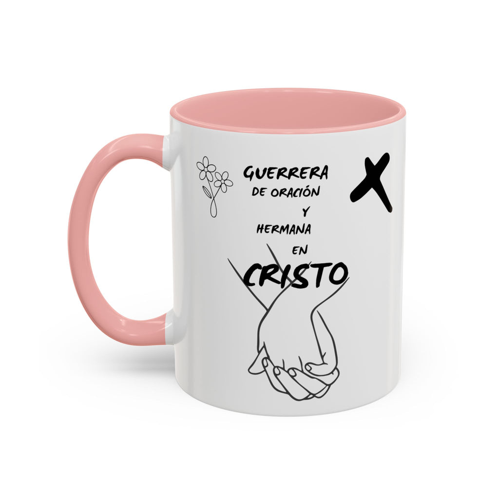 Christian Prayer Warrior Mug — "Guerrera de Oración y Hermana en Cristo" Accent Coffee Cup (11/15oz)