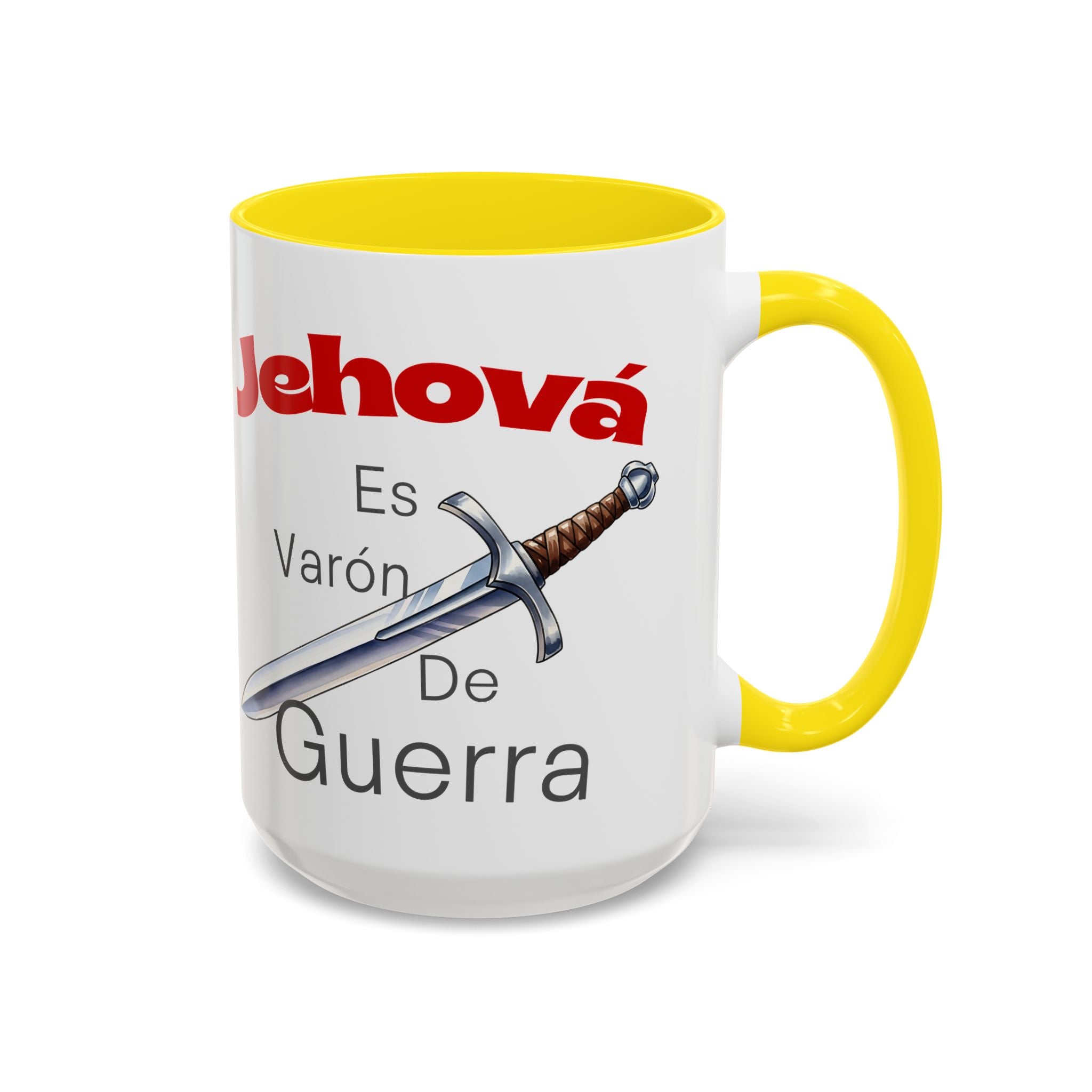 Jehovah Es Varón de Guerra Coffee Mug — Spanish Faith Sword Accent Mug (11/15oz)