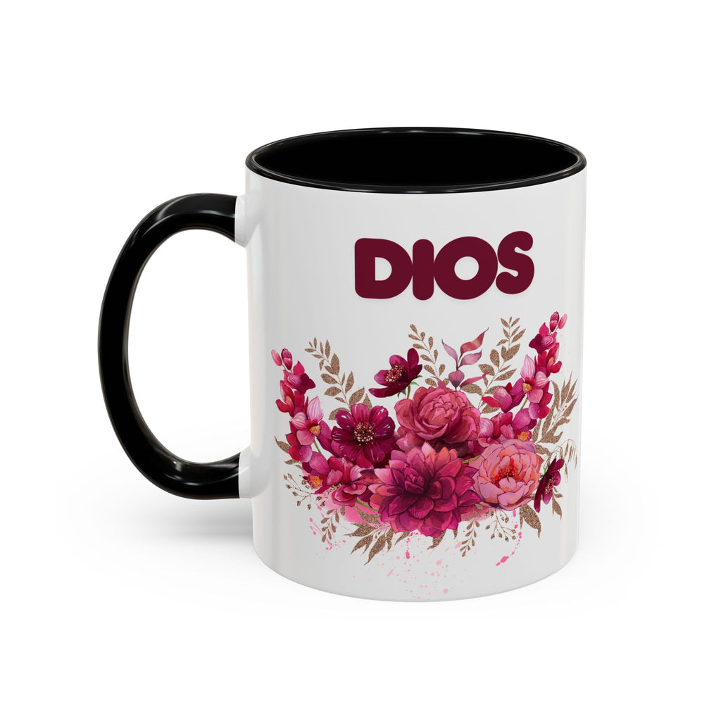 Dios Floral Accent Coffee Mug — 11/15oz Inspirational Christian Tea Cup