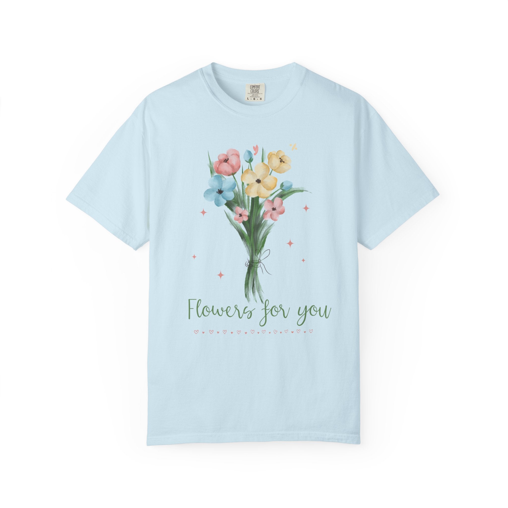 Flower Bouquet Unisex Garment-Dyed T-shirt, Spring Gift, Casual Wear, Floral Tee, Mother's Day Top, Gardening Shirt