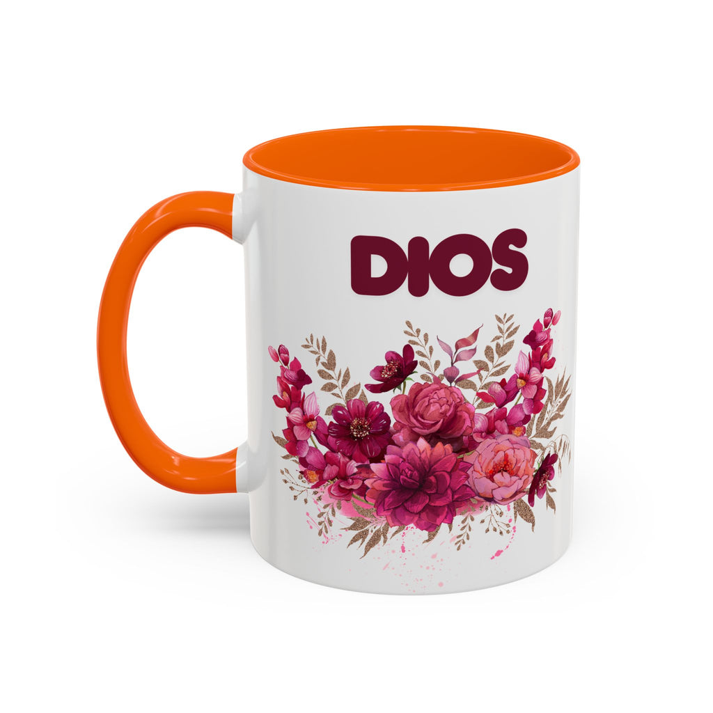 Dios Floral Accent Coffee Mug — 11/15oz Inspirational Christian Tea Cup