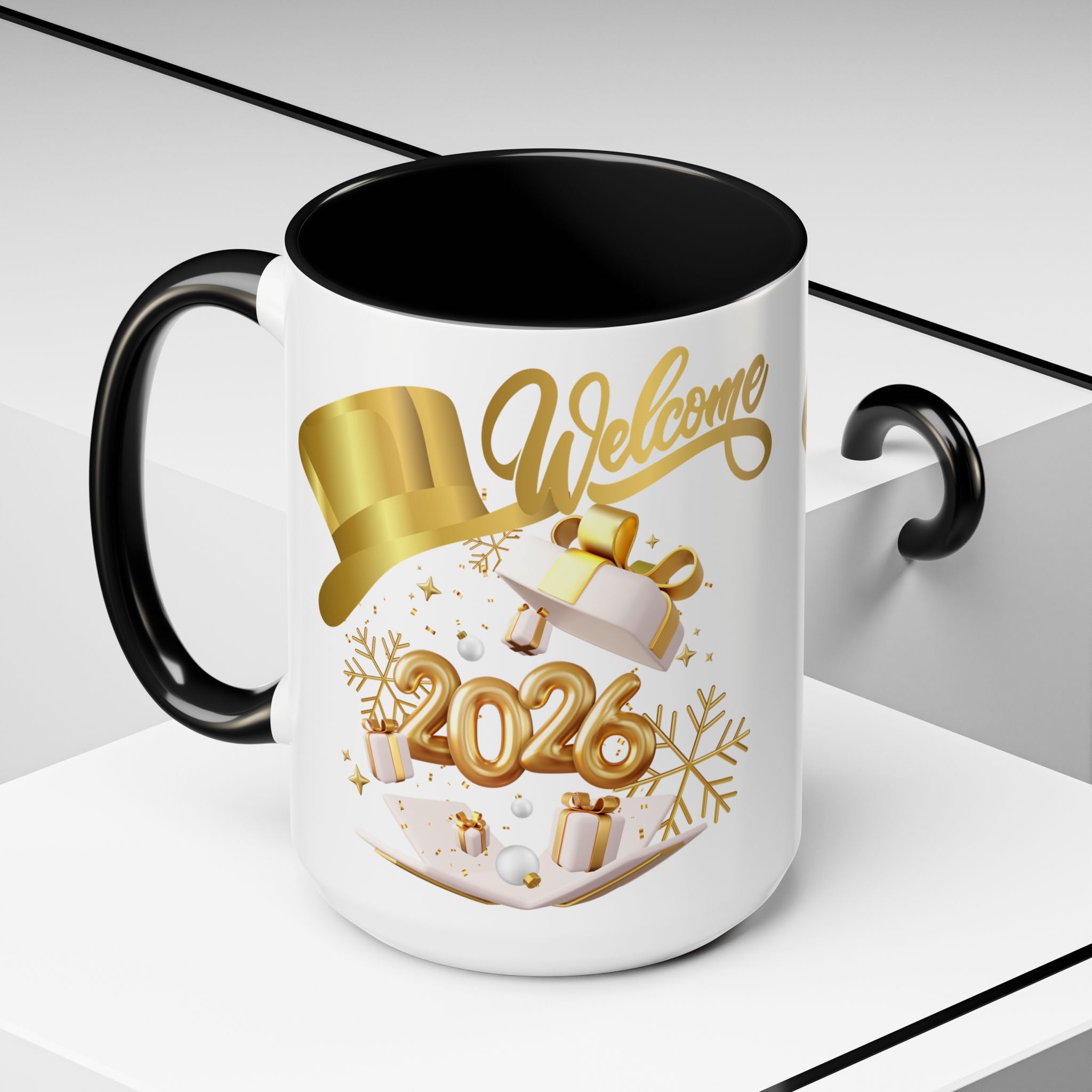 2026 New Year Coffee Mug — "Welcome 2026" Gold Celebration Accent Mug