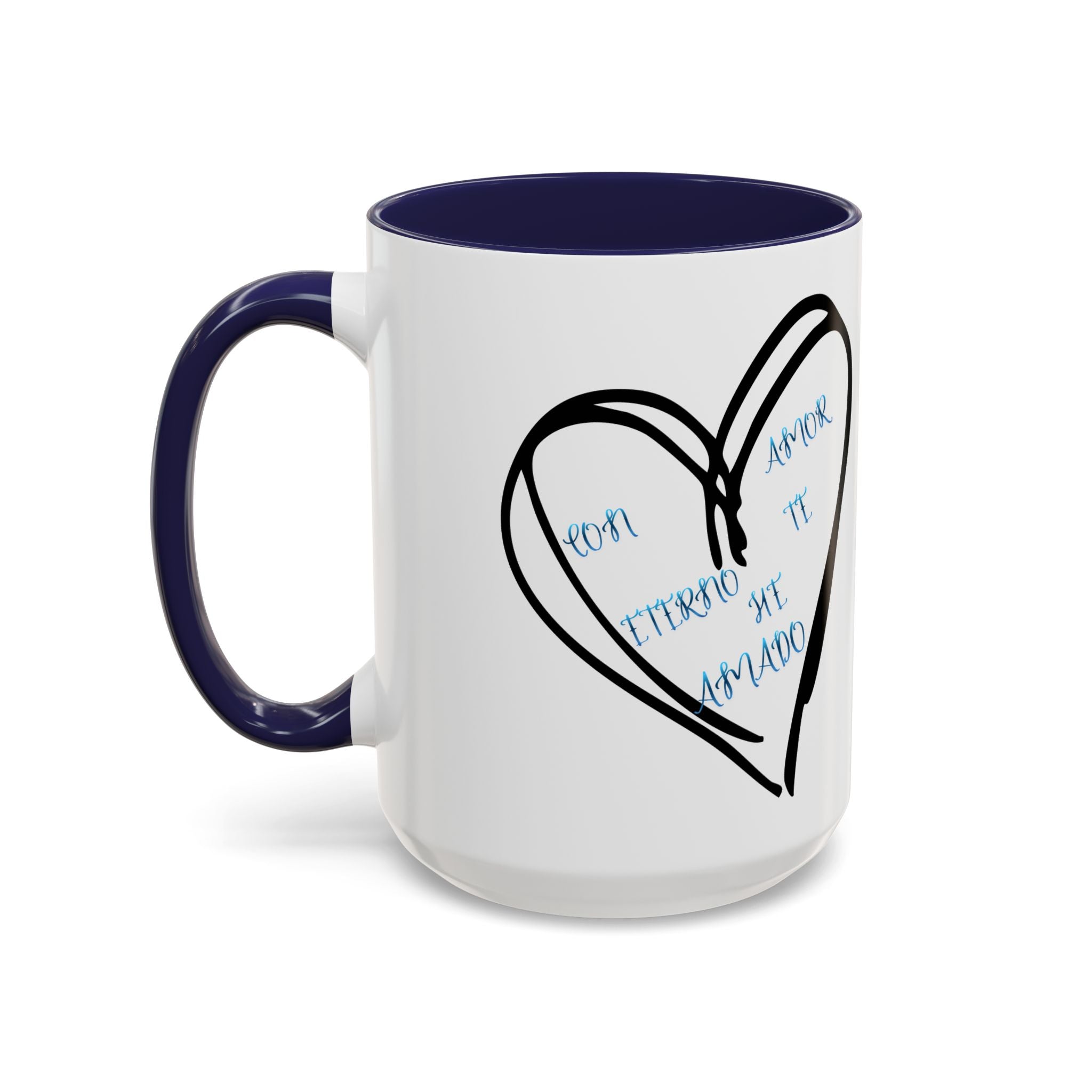 Coffee Mug - Hand-Drawn Heart with Spanish 'Por Amor Te He Amado' Accent