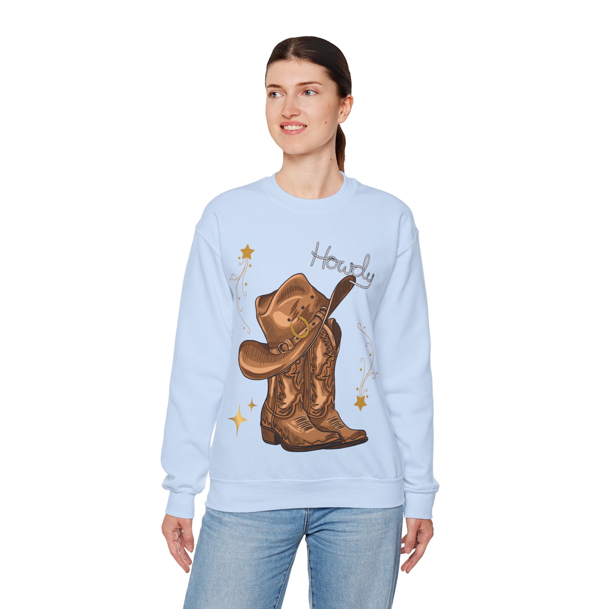 Howdy Cowboy Crewneck Sweatshirt | Unisex Sweatshirt, Western Apparel, Fall Fashion, Gift for Him/Her, Casual Wear