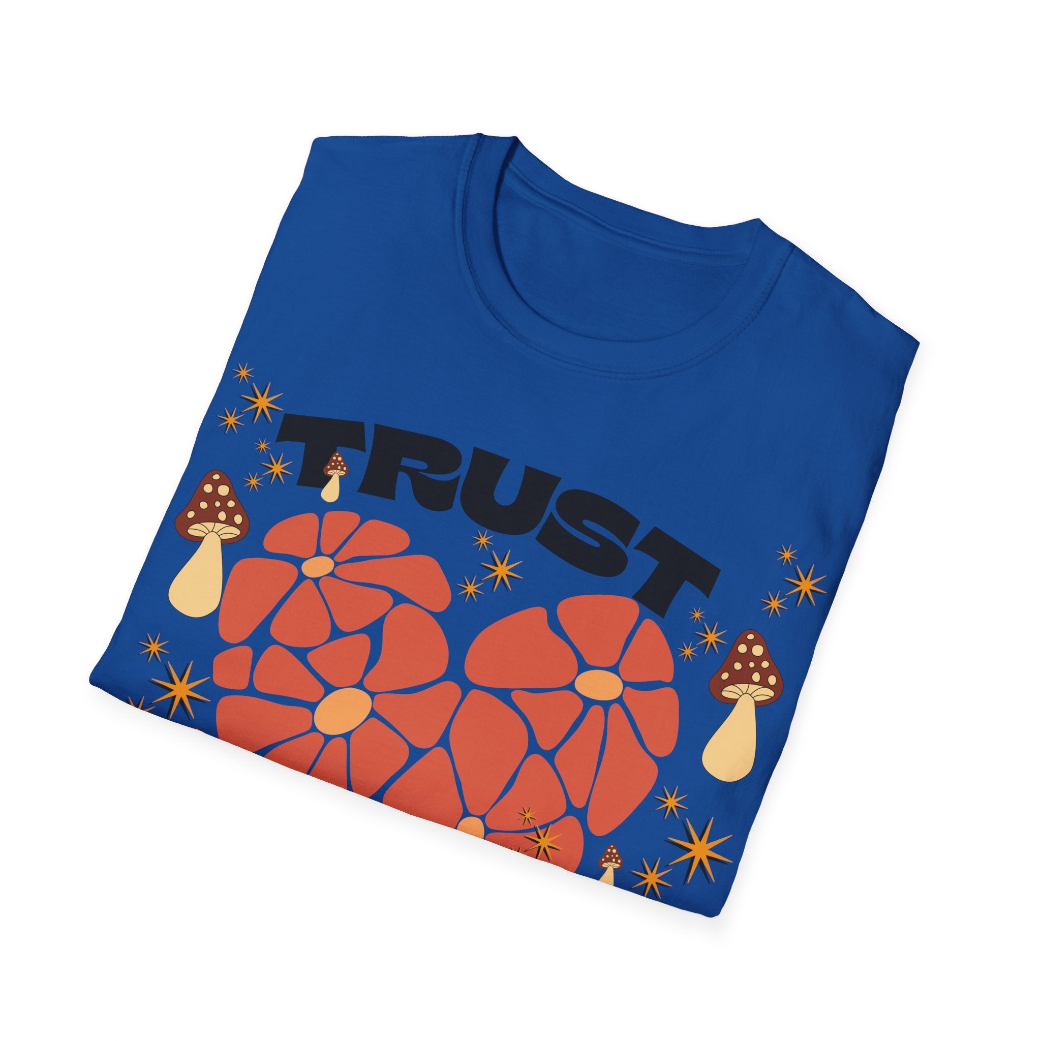Trust The Process Heart T-Shirt — Positive Motivation Tee with Mushroom & Mosaic Heart Design