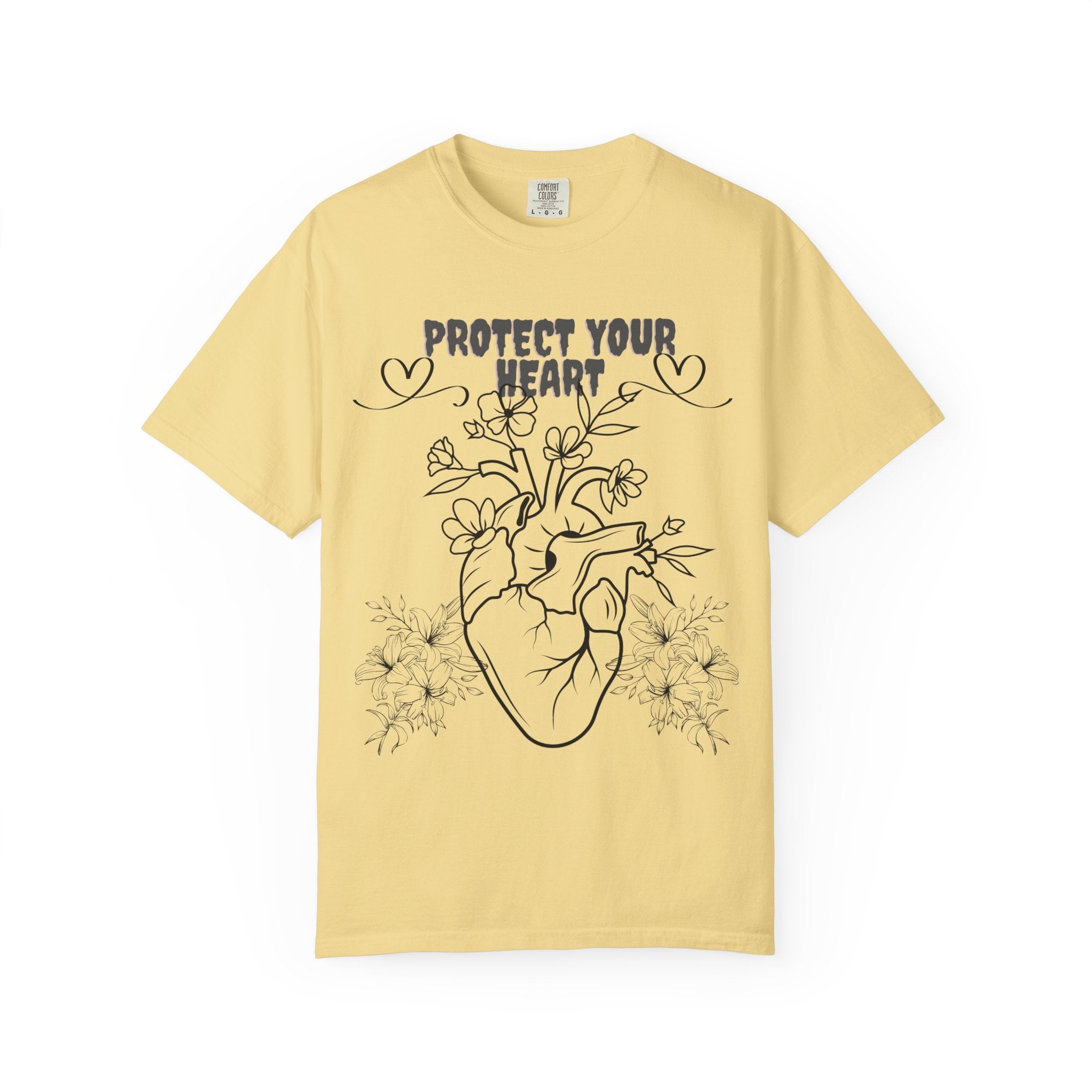 Protect Your Heart T-Shirt | Unisex Garment-Dyed Tee for Self-Care, Mental Health Awareness, Gifts for Friends, Cute Casual Wear