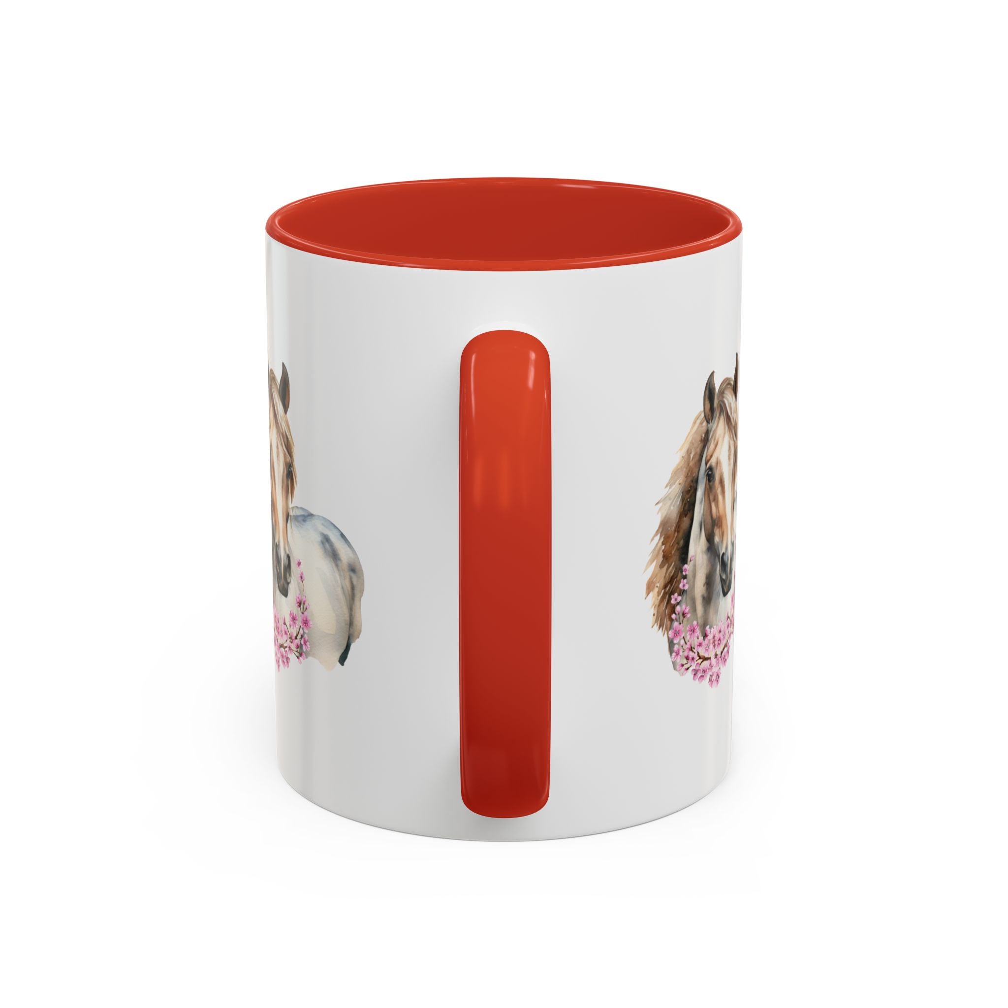 Horse Portrait Accent Coffee Mug — Floral Necklace Rustic Equestrian Gift (11/15oz)