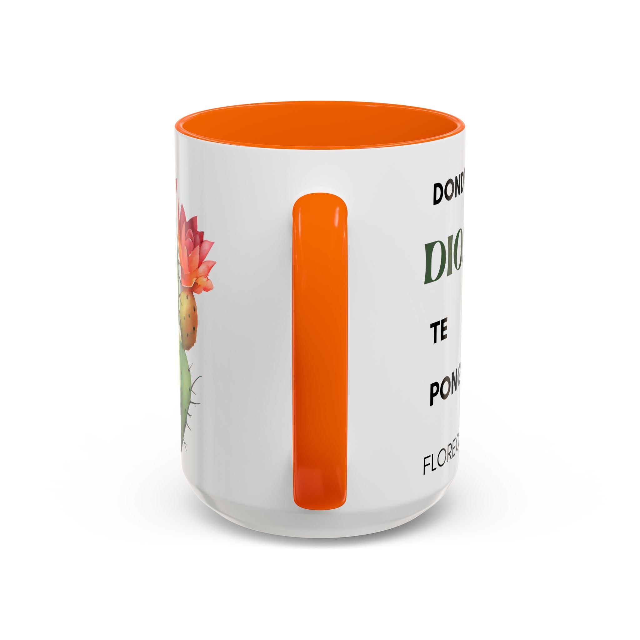 Cactus Floral Accent Coffee Mug – ‘Donde Dios Te Ponga Florecerás’ Spanish Inspirational Mug