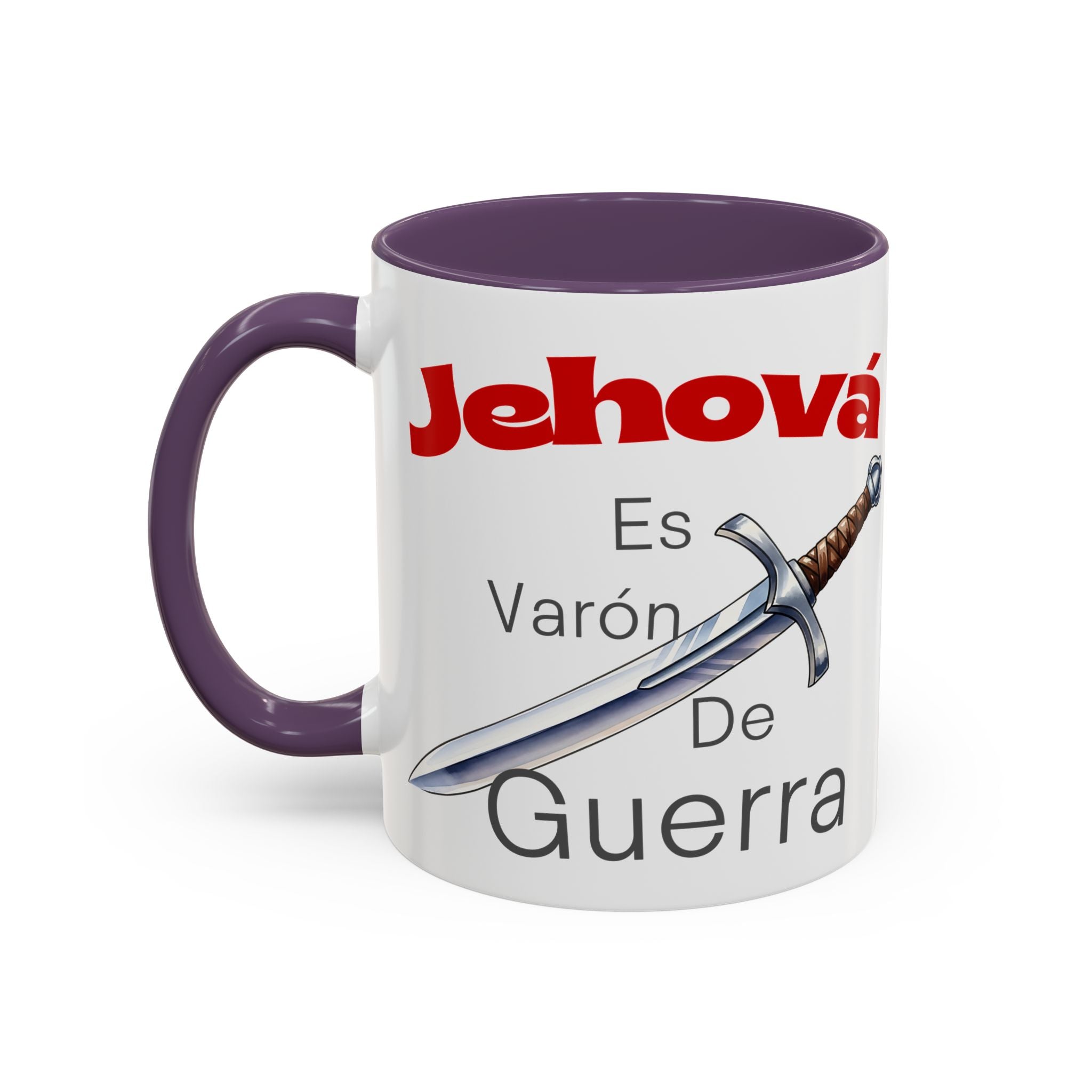 Jehovah Es Varón de Guerra Coffee Mug — Spanish Faith Sword Accent Mug (11/15oz)