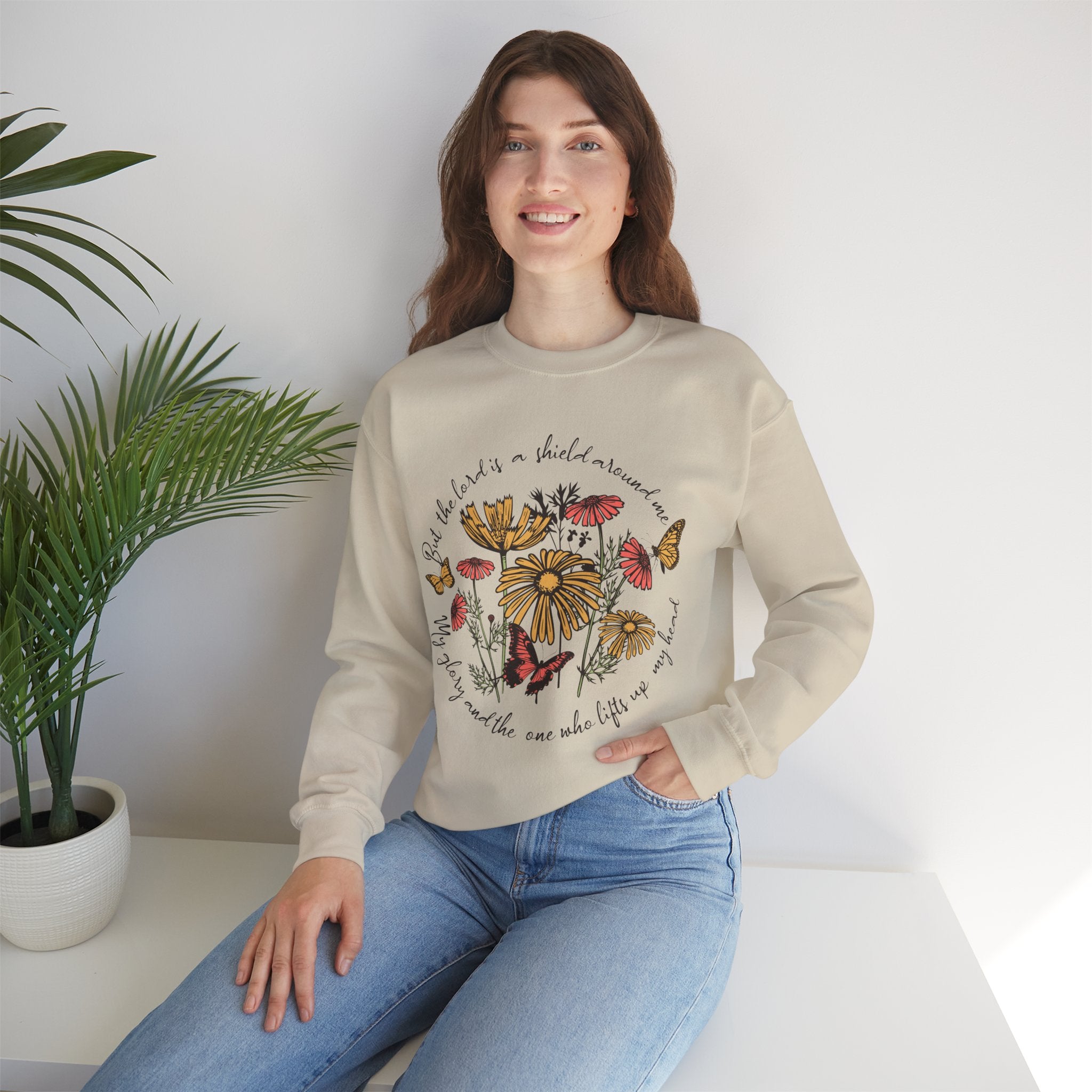 Nature-Inspired Inspirational Sweatshirt for All Seasons, Motivational Gift for Her, Floral Crewneck, Comfortable Everyday Wear, [...]