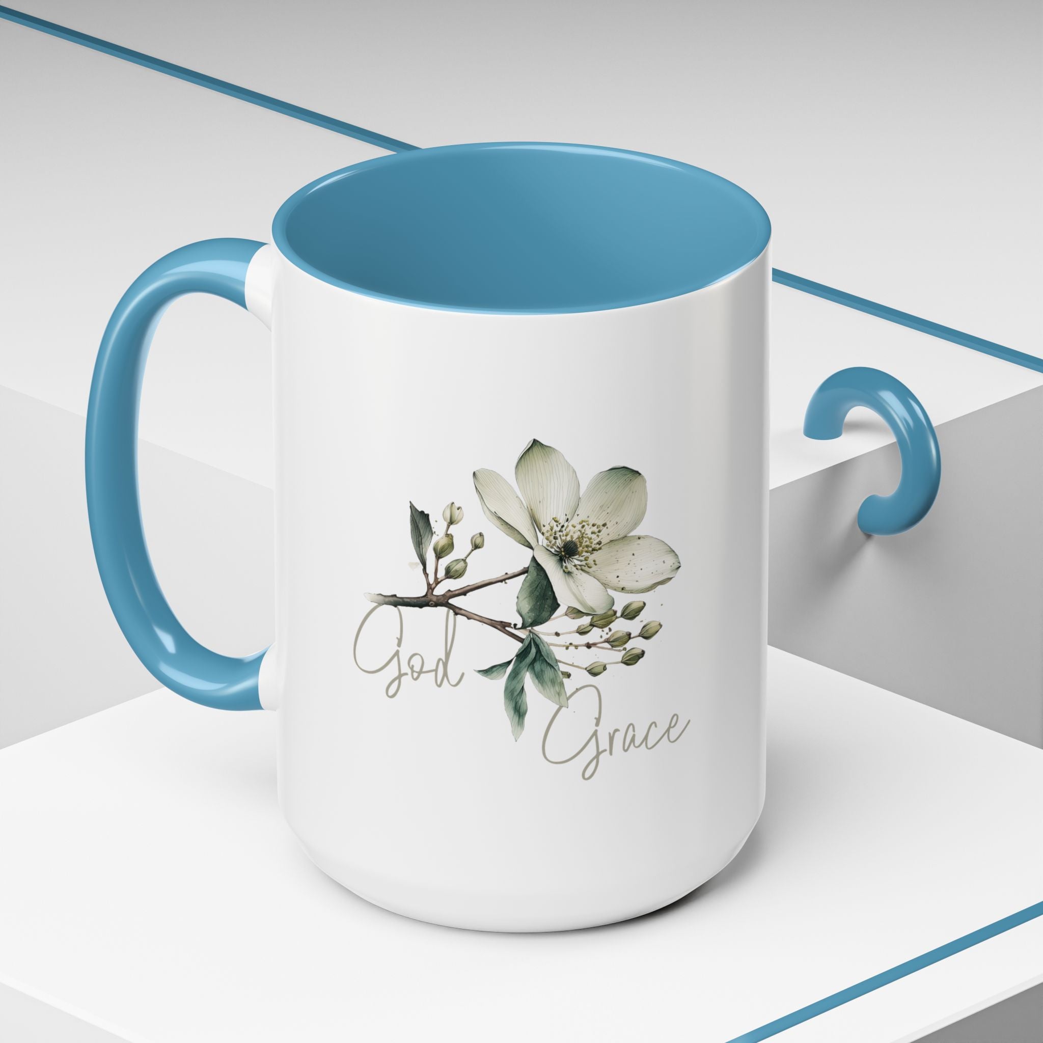 Floral Accent Coffee Mug | God Grace Gift, Nature-Inspired Tea Cup, Inspirational Drinkware for Home, Office, Mother's Day