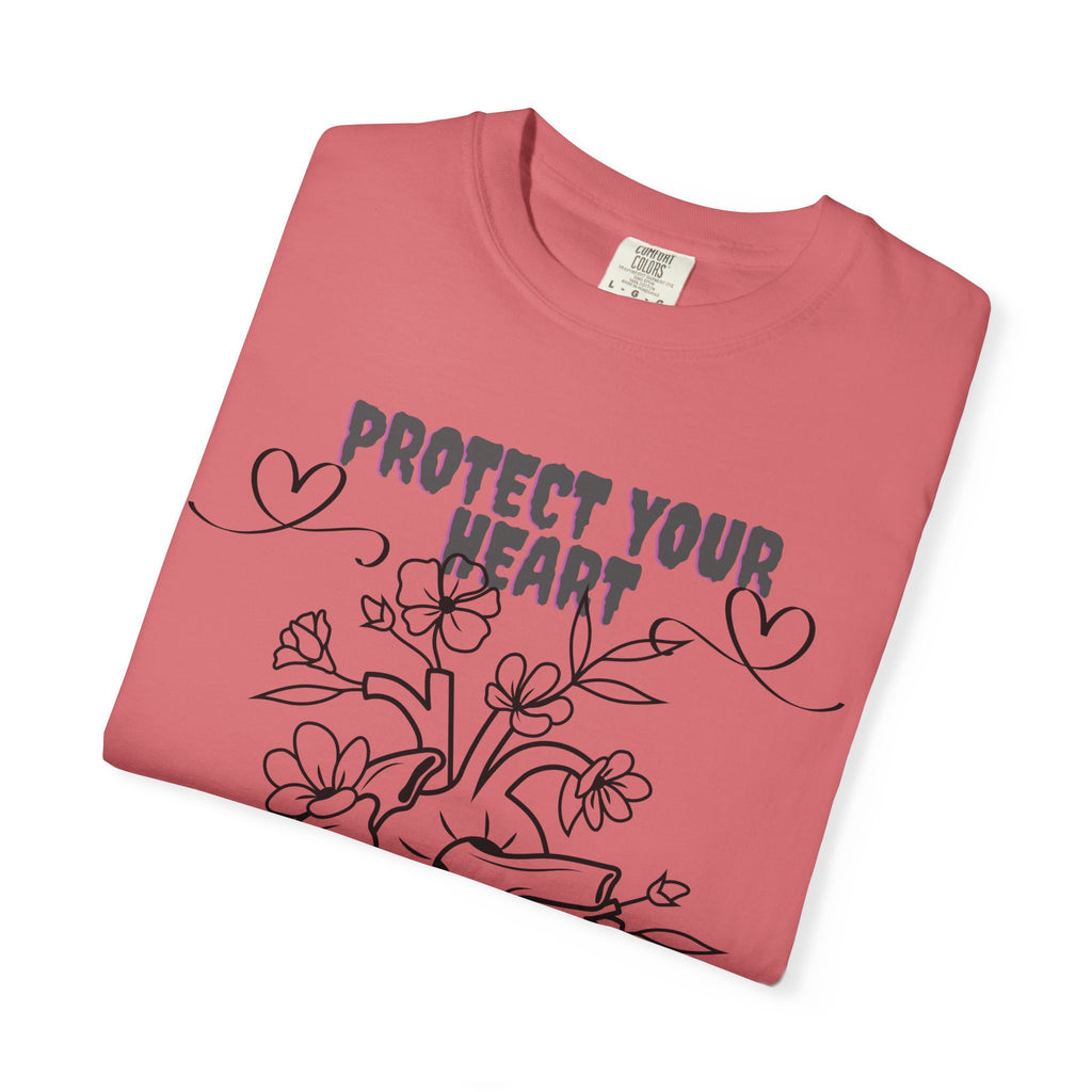 Protect Your Heart T-Shirt | Unisex Garment-Dyed Tee for Self-Care, Mental Health Awareness, Gifts for Friends, Cute Casual Wear