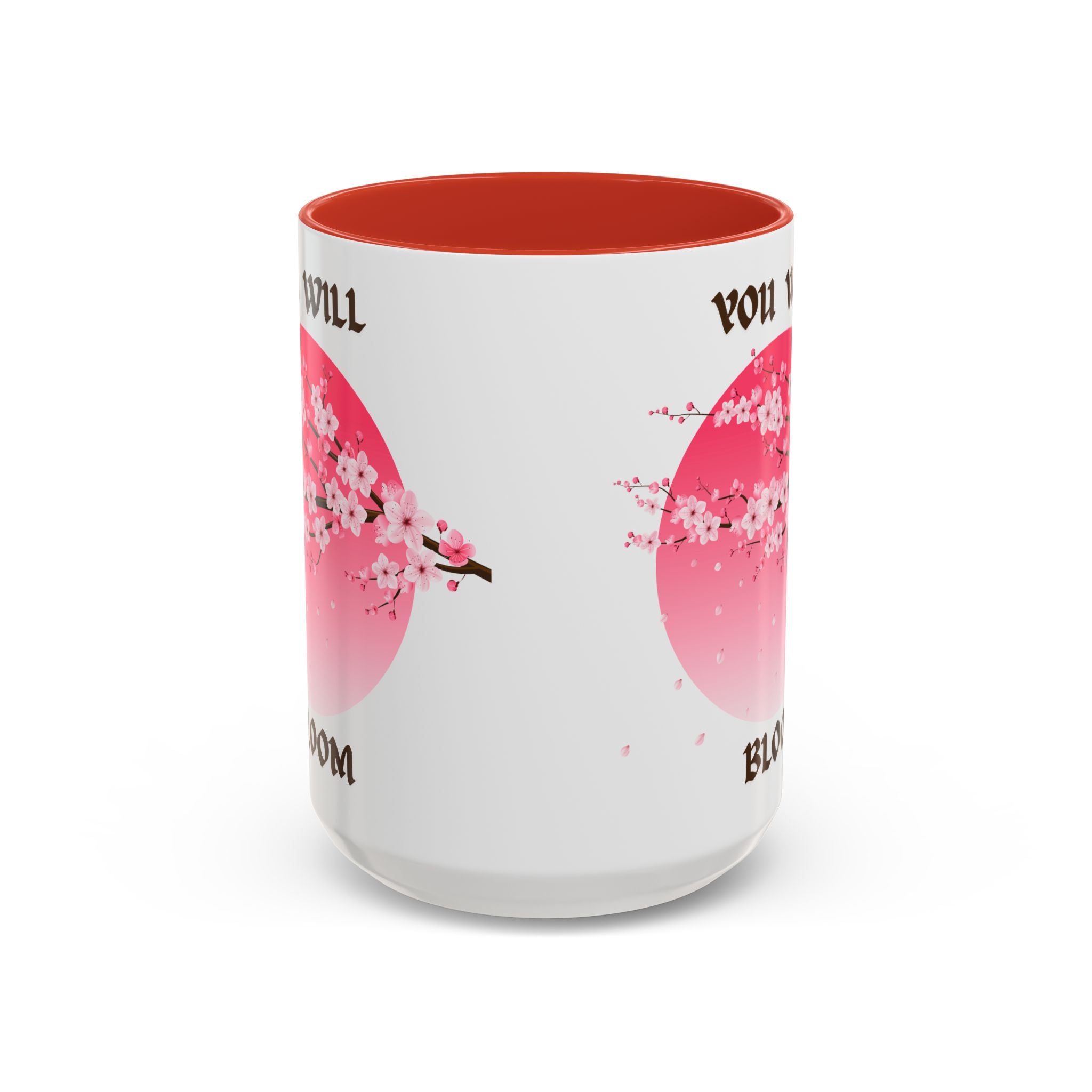 You Will Bloom Accent Coffee Mug — Cherry Blossom Inspirational 11/15oz