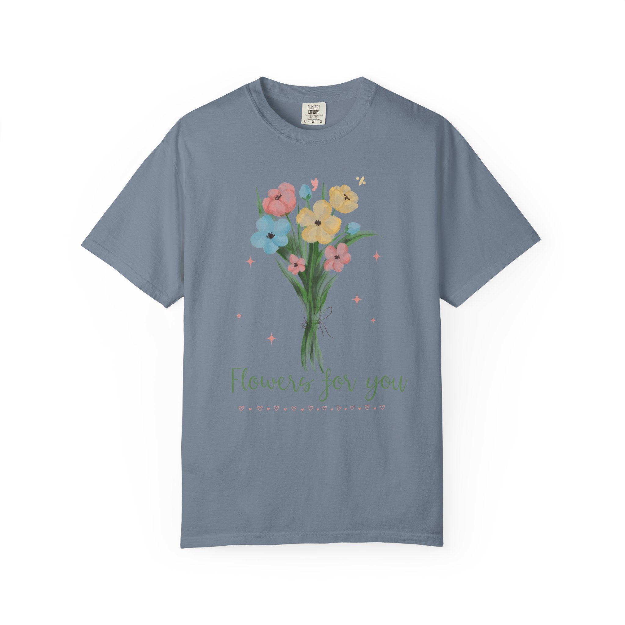 Flower Bouquet Unisex Garment-Dyed T-shirt, Spring Gift, Casual Wear, Floral Tee, Mother's Day Top, Gardening Shirt