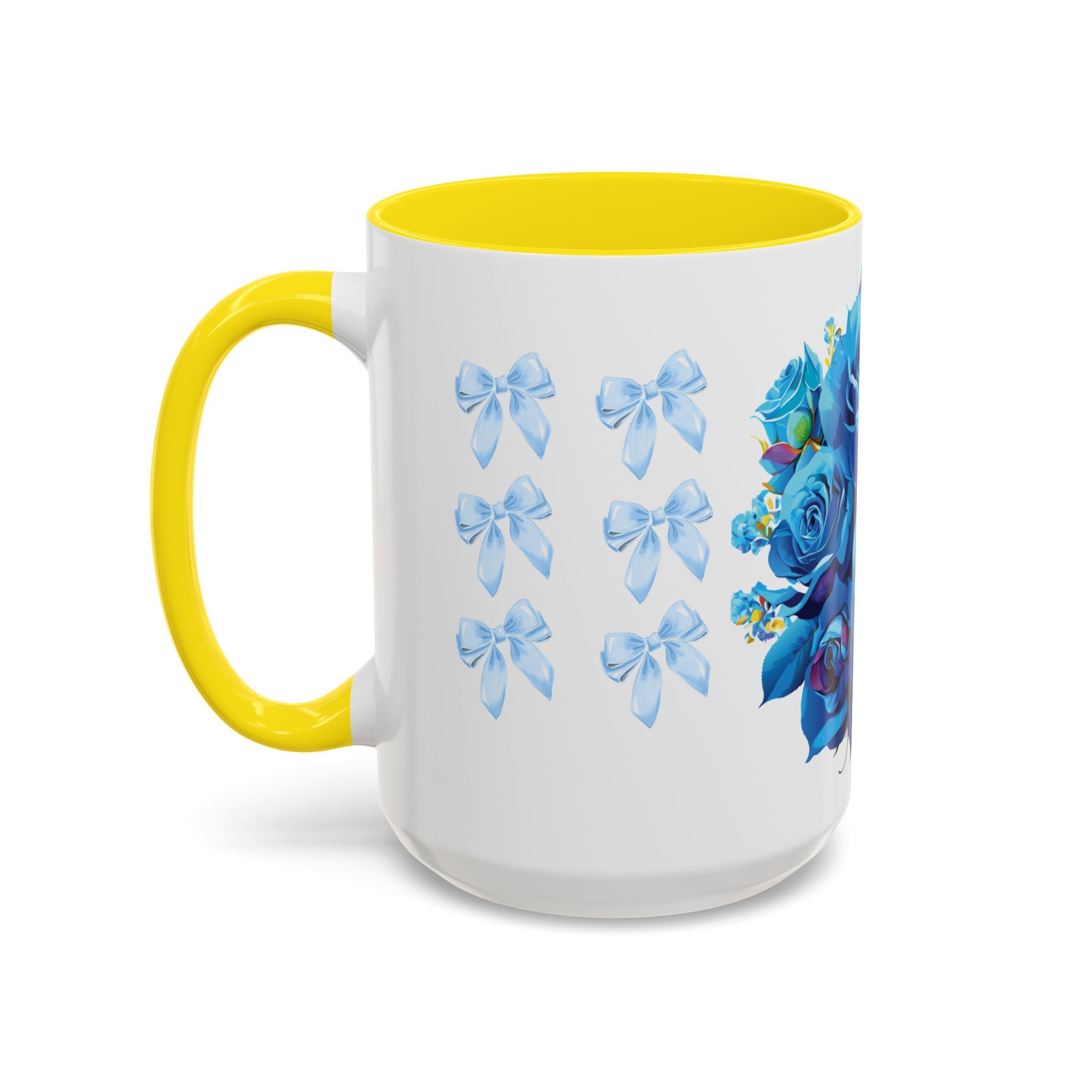 Blue Rose Accent Coffee Mug – Floral Bouquet Design (11/15 oz)