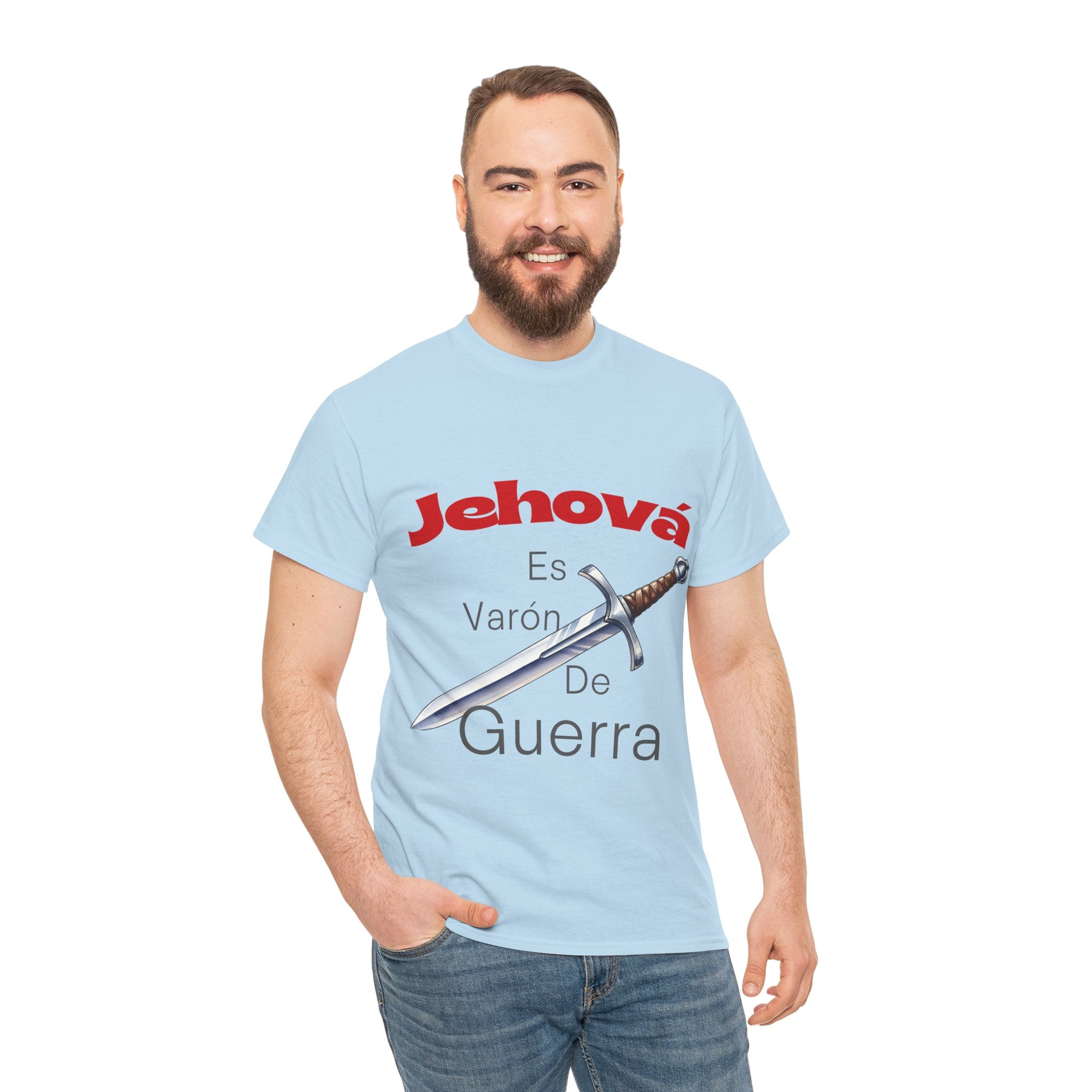 Jehová Es Varón De Guerra T-Shirt — Spanish Christian Sword Design