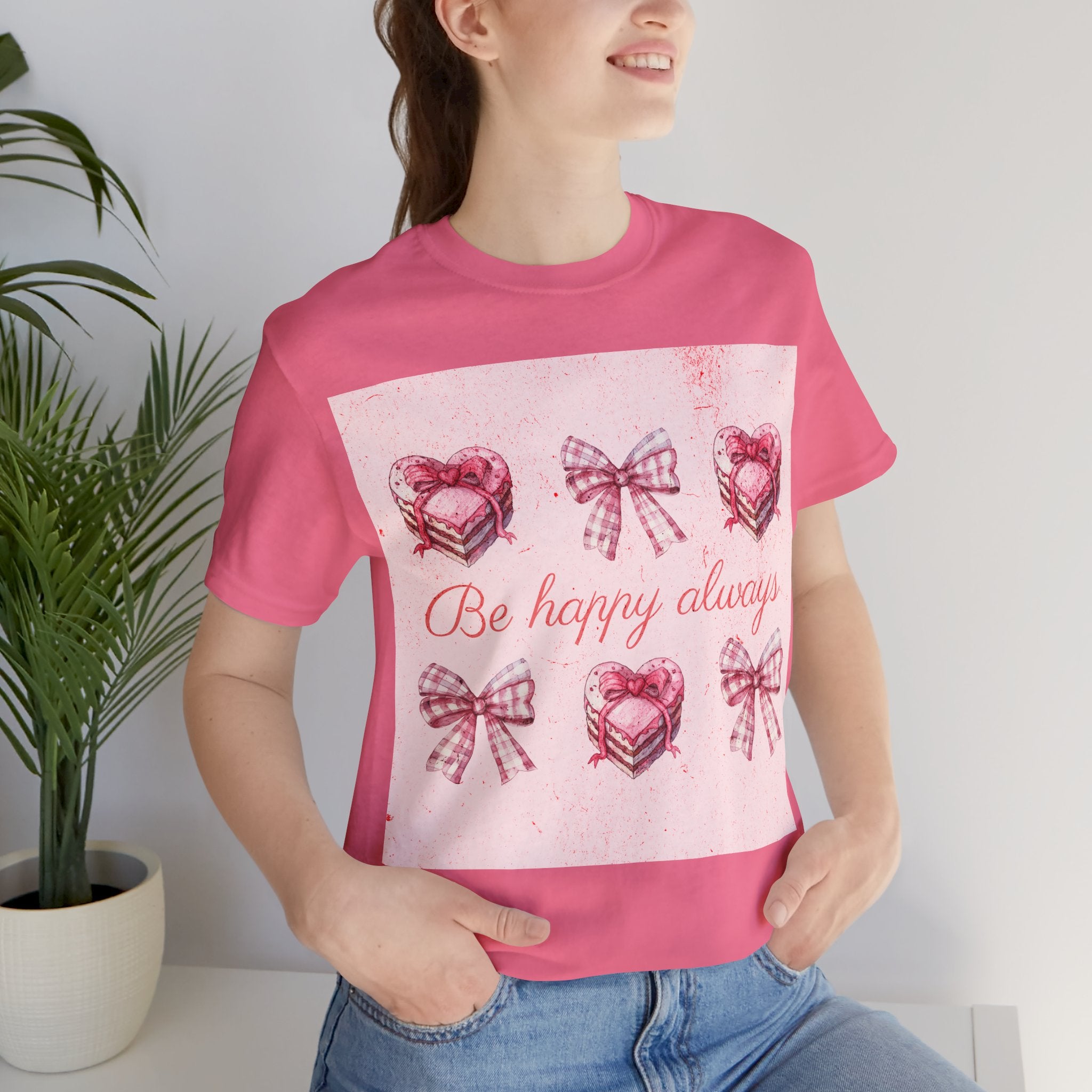 Happy Hearts Tee, Casual Gift T-Shirt, Positive Vibes Shirt, Birthday Outfit, Everyday Wear, Cheerful Top