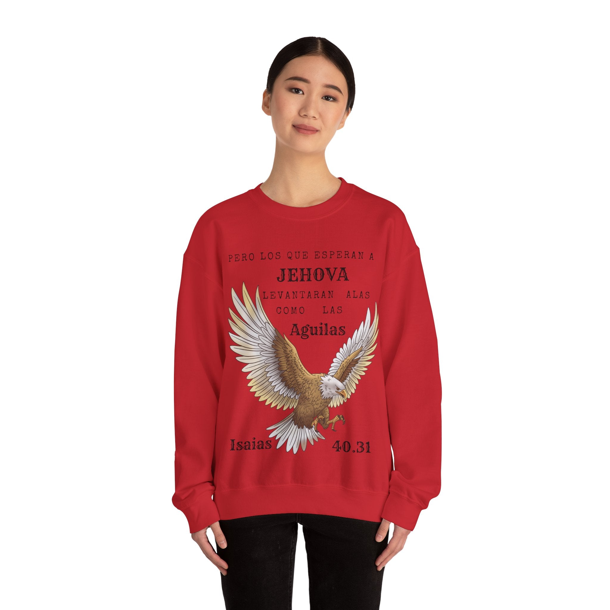 Isaías 40:31 Eagle Sweatshirt — "Pero los que esperan a Jehová" Spanish Christian Crewneck