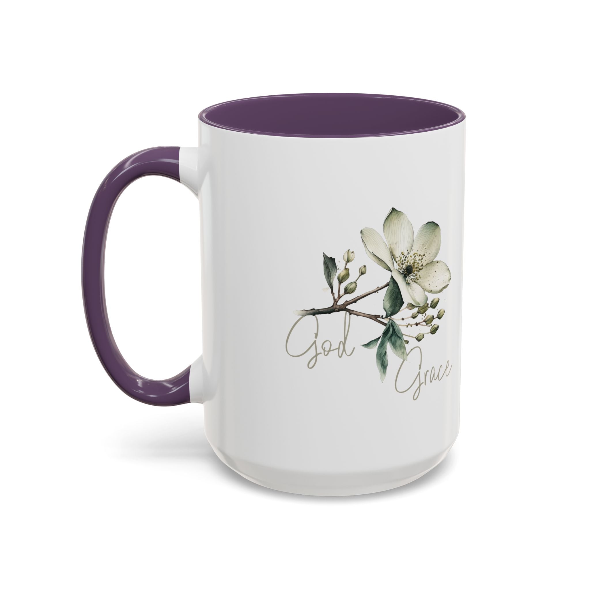 Floral Accent Coffee Mug | God Grace Gift, Nature-Inspired Tea Cup, Inspirational Drinkware for Home, Office, Mother's Day
