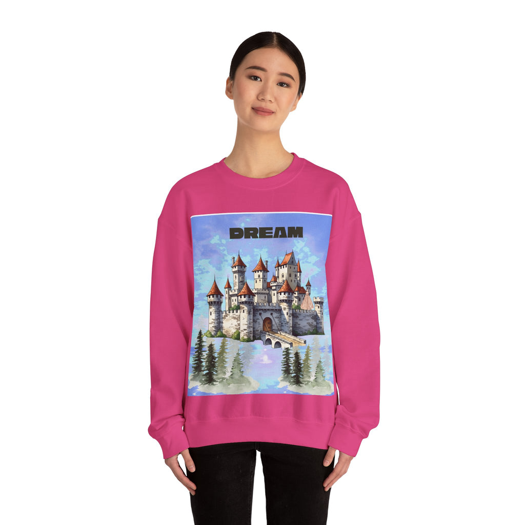 Dreamy Castle Crewneck Sweatshirt, Cozy Graphic Sweatshirt, Unisex Pullover, Pastel Art Apparel, Fantasy Sweatshirt