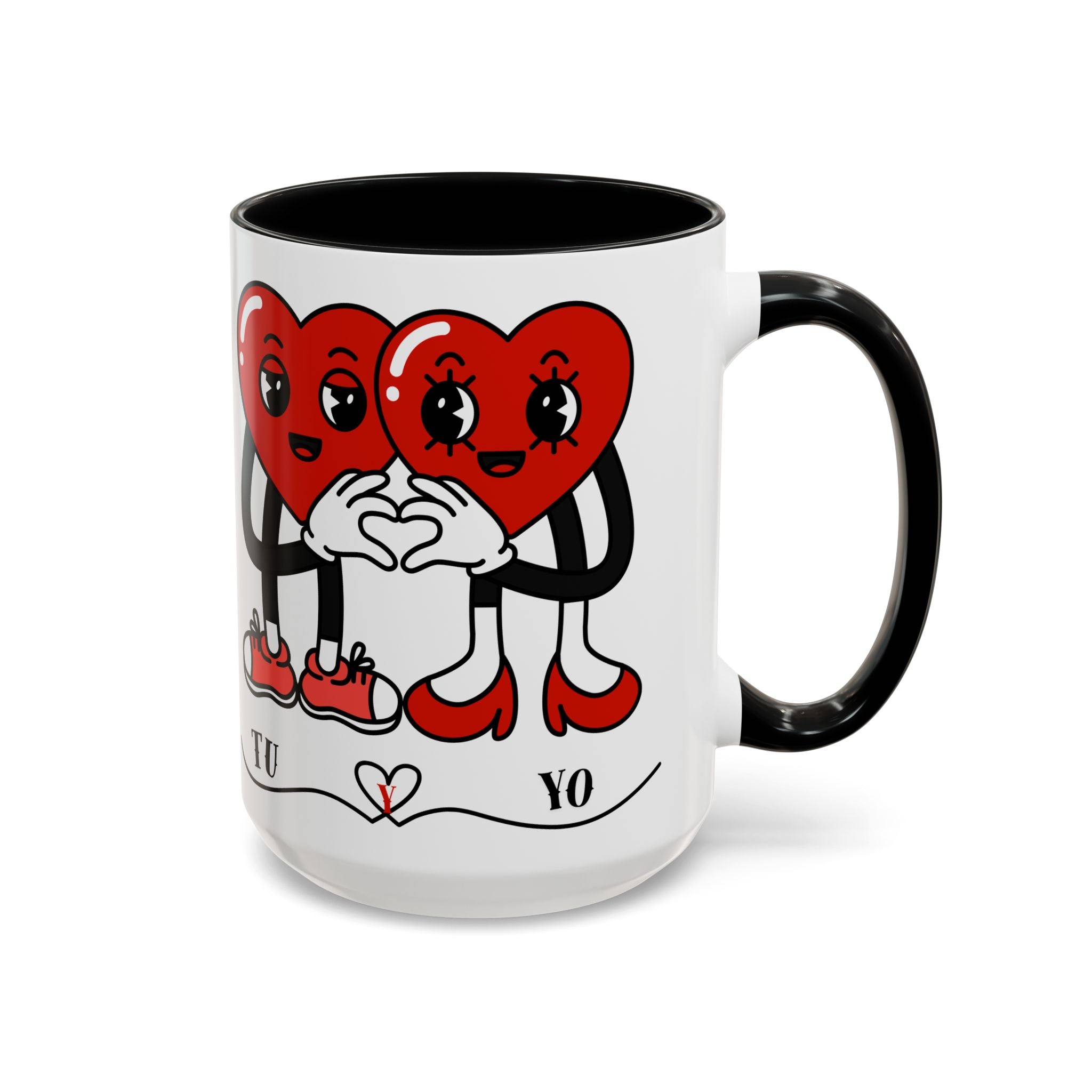 Valentine Heart Couple Coffee Mug – "Tu y Yo" Cute Romantic Accent Mug