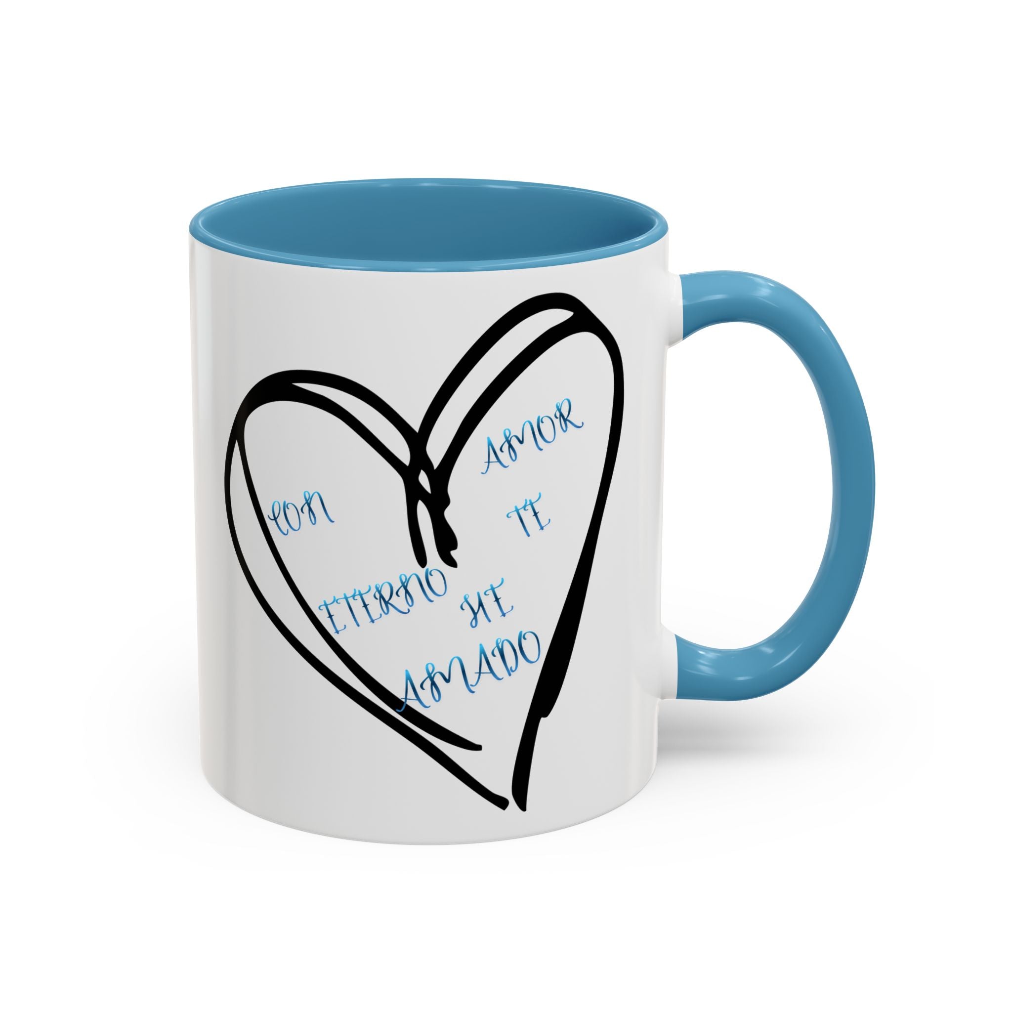 Coffee Mug - Hand-Drawn Heart with Spanish 'Por Amor Te He Amado' Accent