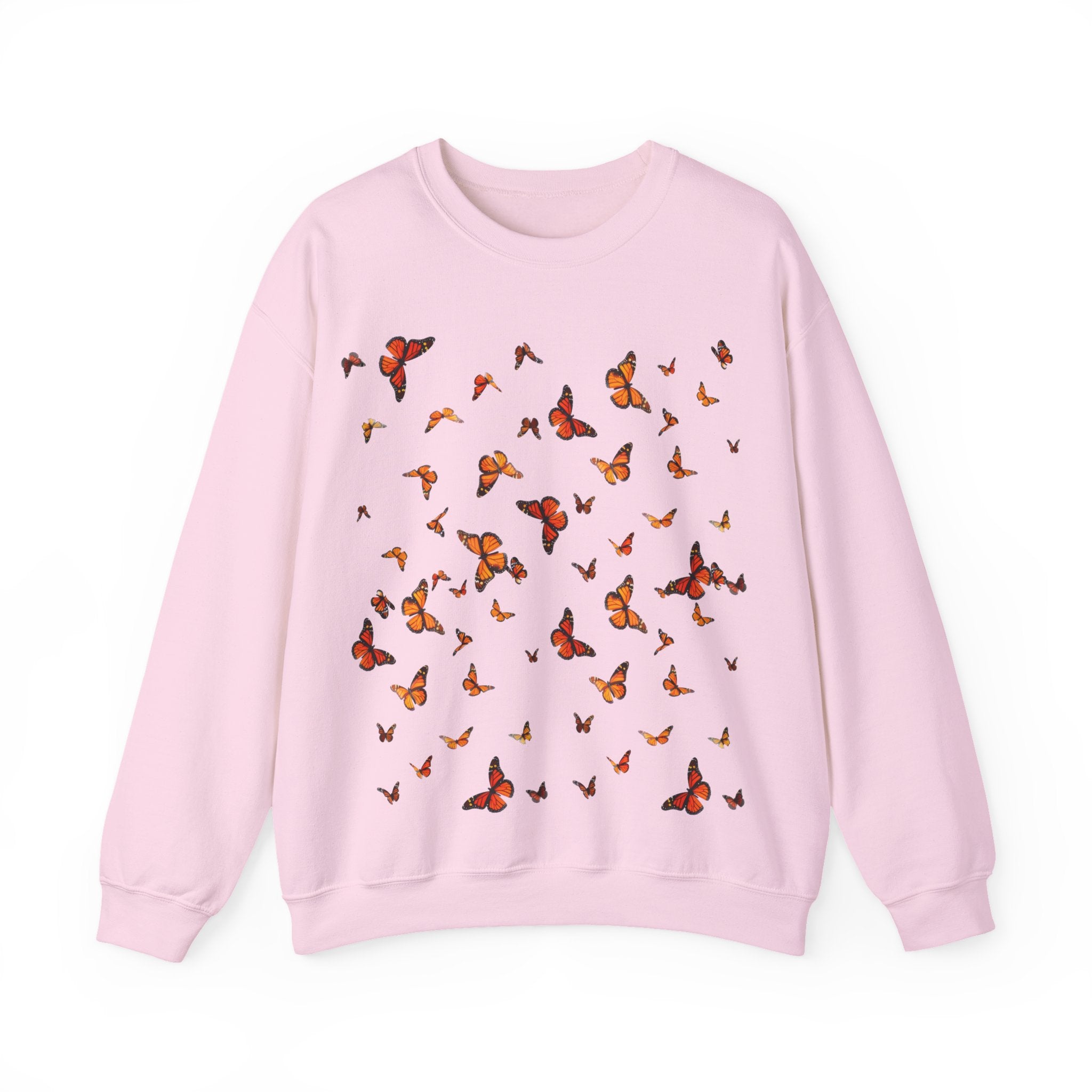 Butterfly Flock Crewneck Sweatshirt — Orange Monarchs Graphic