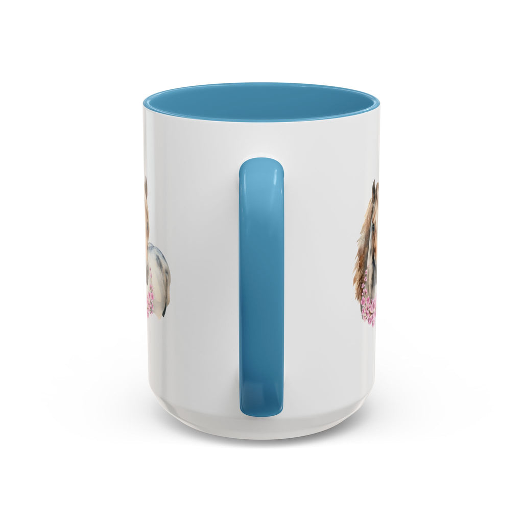 Horse Portrait Accent Coffee Mug — Floral Necklace Rustic Equestrian Gift (11/15oz)