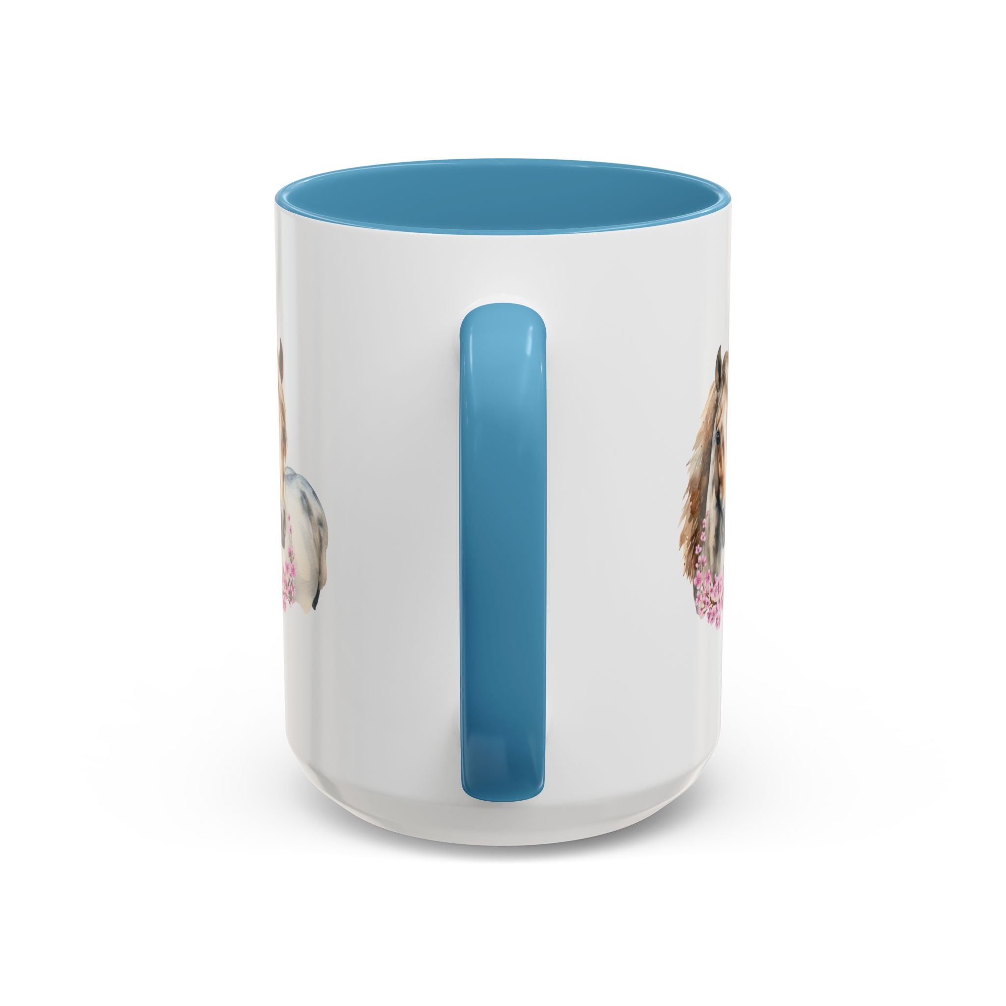 Horse Portrait Accent Coffee Mug — Floral Necklace Rustic Equestrian Gift (11/15oz)