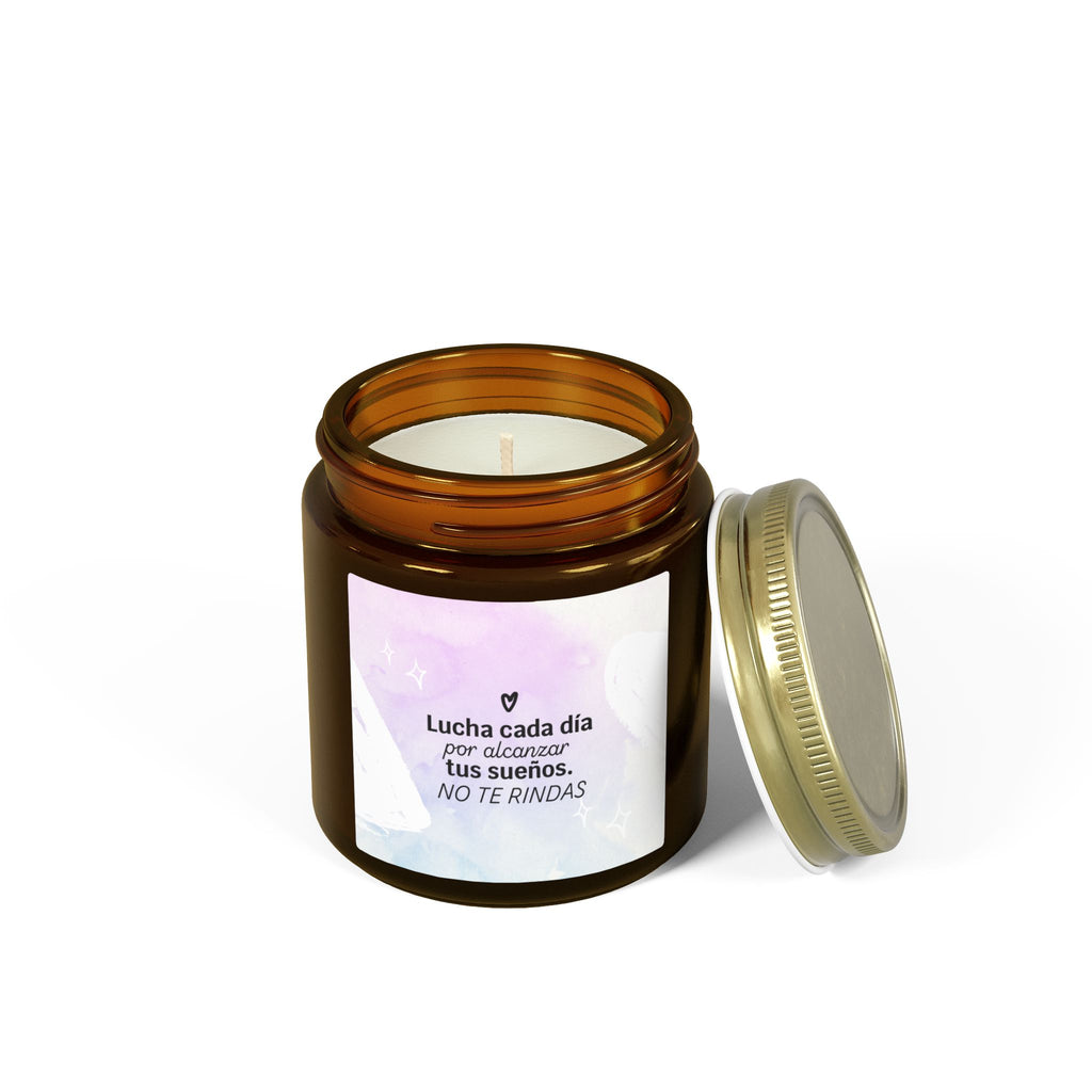 Motivational Spanish Scented Candle — Coconut Apricot (4oz/9oz) — "Lucha cada día... NO TE RINDAS"