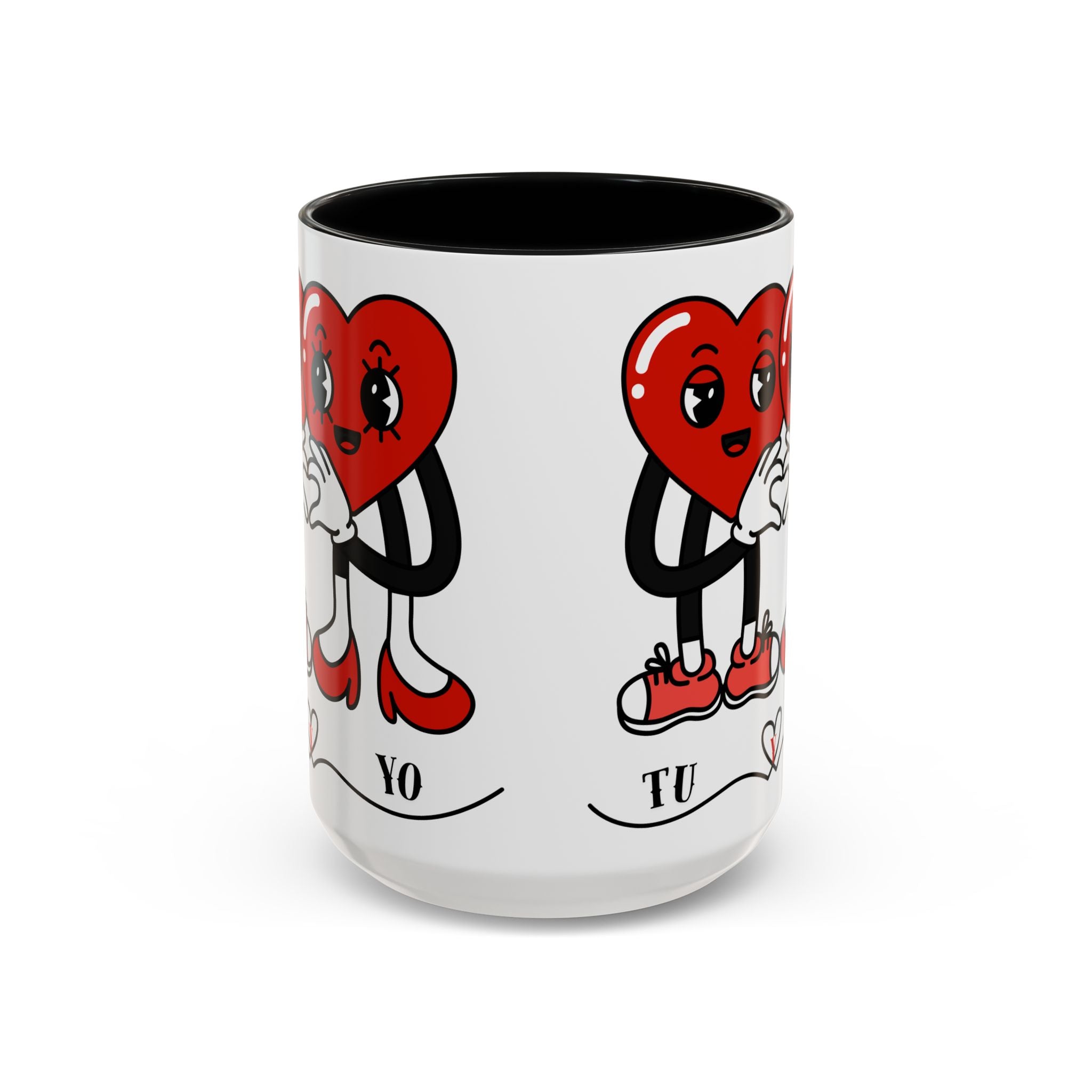 Valentine Heart Couple Coffee Mug – "Tu y Yo" Cute Romantic Accent Mug