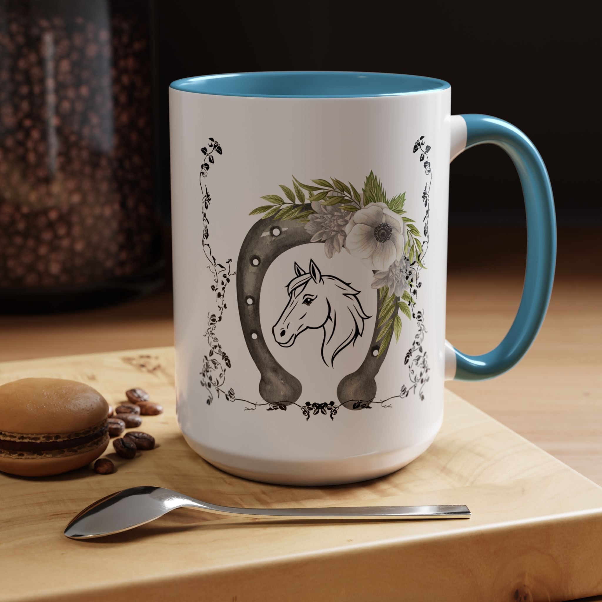 Personalized Floral Horseshoe Mug - Unique Gift for Horse Lovers, Cowgirl Theme, Farmhouse Decor, Wedding Favors, Custom Name Mug