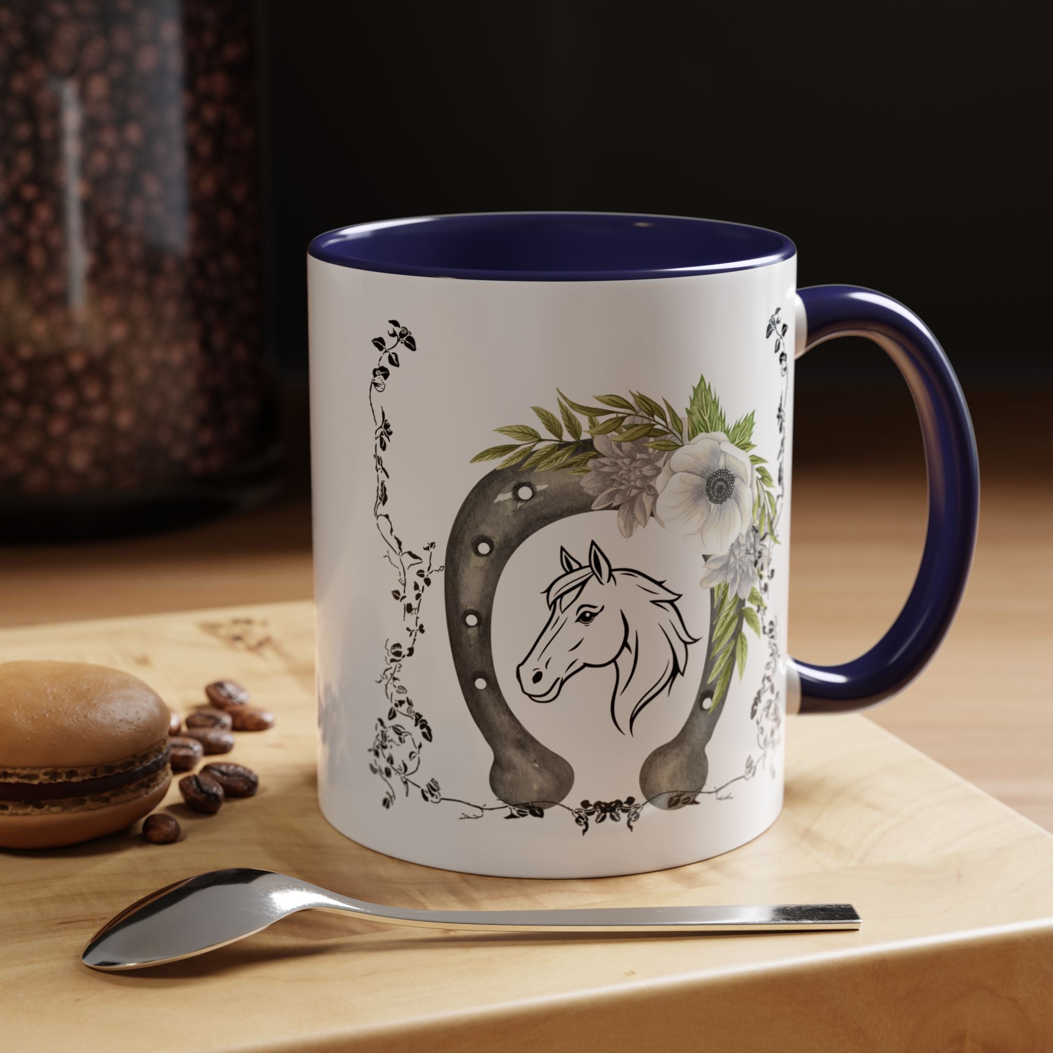 Personalized Floral Horseshoe Mug - Unique Gift for Horse Lovers, Cowgirl Theme, Farmhouse Decor, Wedding Favors, Custom Name Mug
