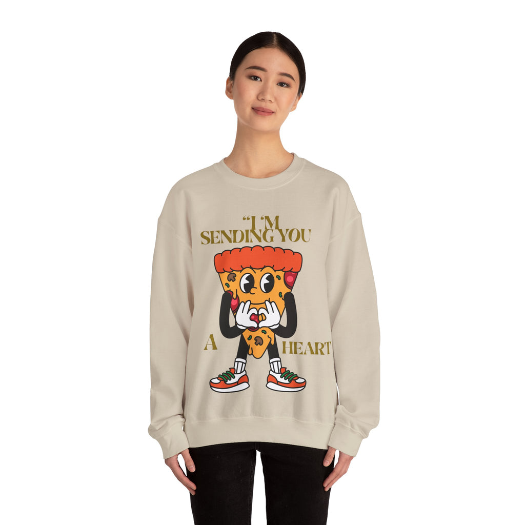 Pizza Love Crewneck Sweatshirt - Cute Gift for Foodies, Valentine's Day Apparel, Casual Comfort, Unisex Sweatshirt, Fun Pizza Design