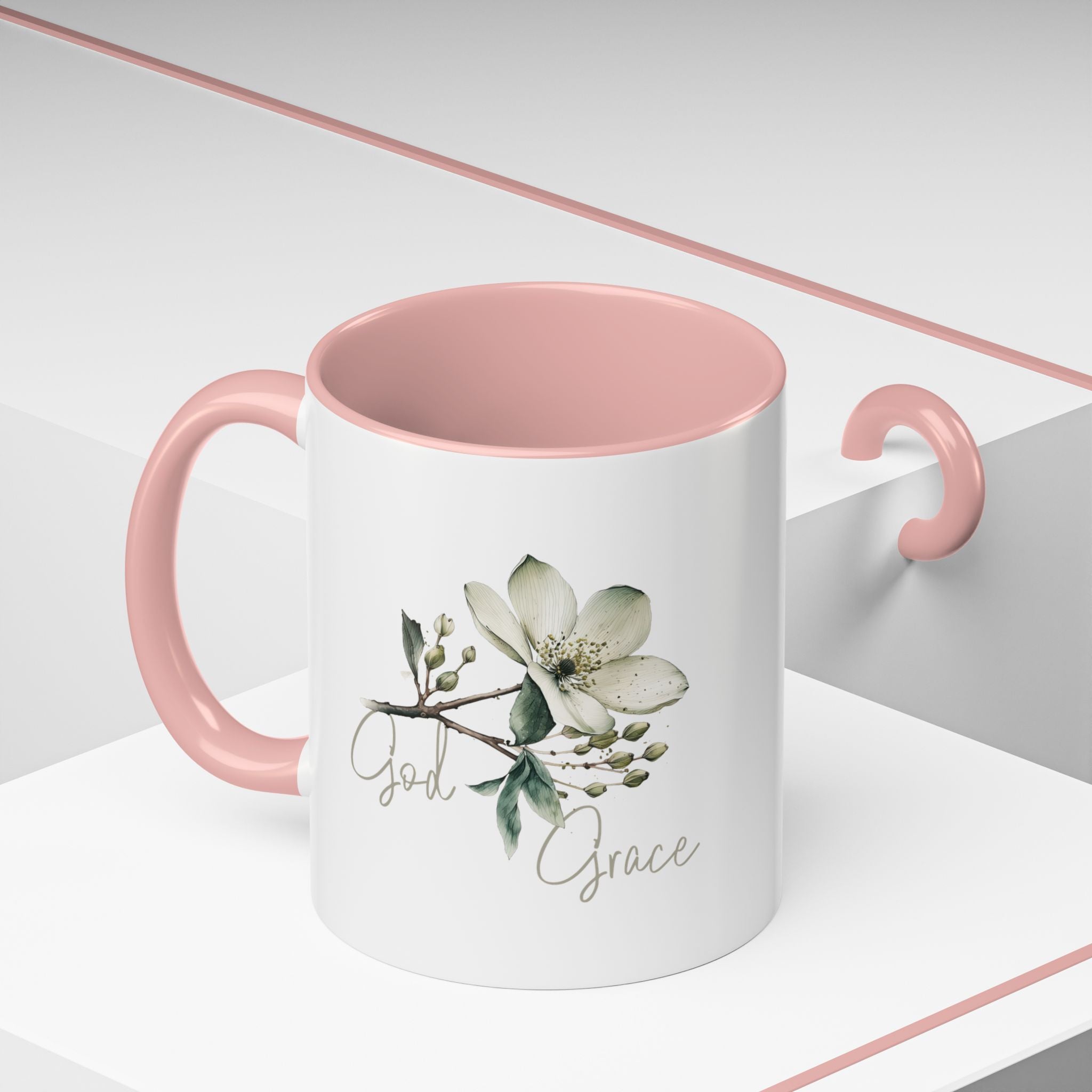 Floral Accent Coffee Mug | God Grace Gift, Nature-Inspired Tea Cup, Inspirational Drinkware for Home, Office, Mother's Day