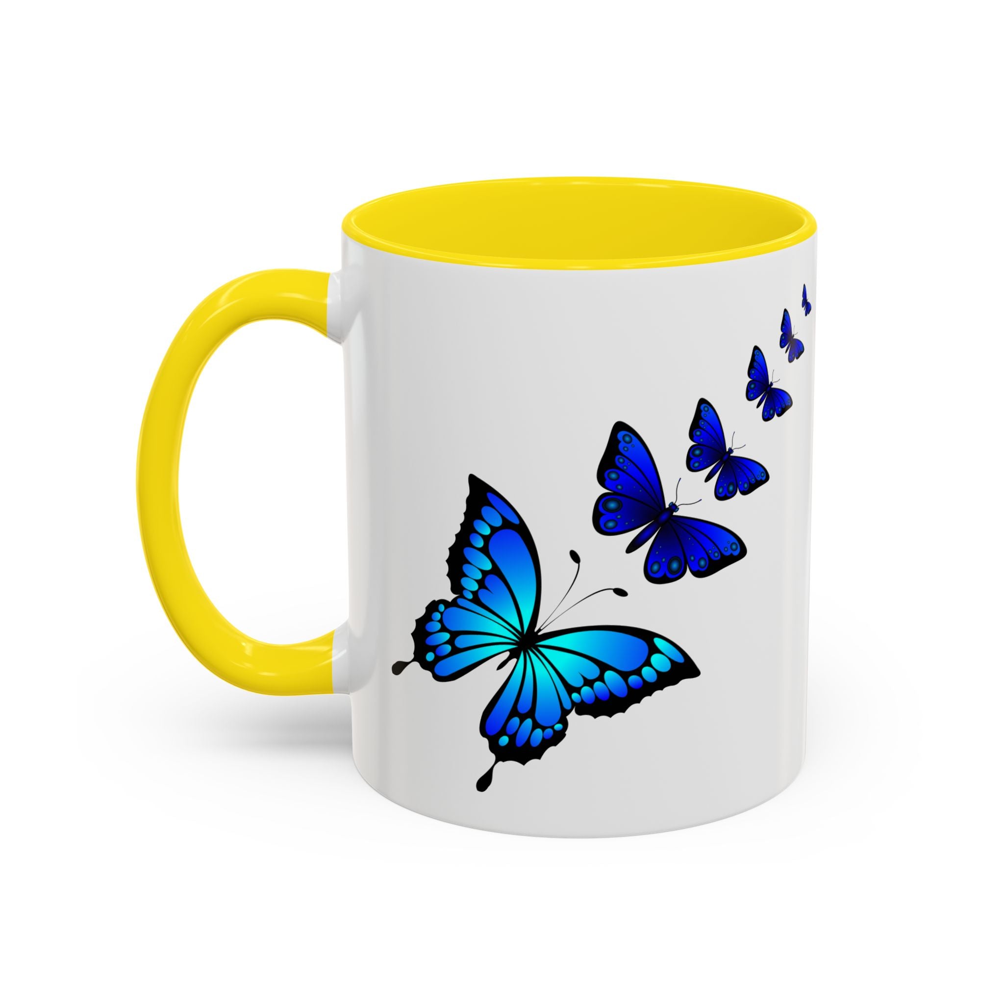 Butterfly Accent Coffee Mug | Colorful Butterfly Design | Perfect Gift for Nature Lovers | Home & Office Decor | 11oz & 15oz