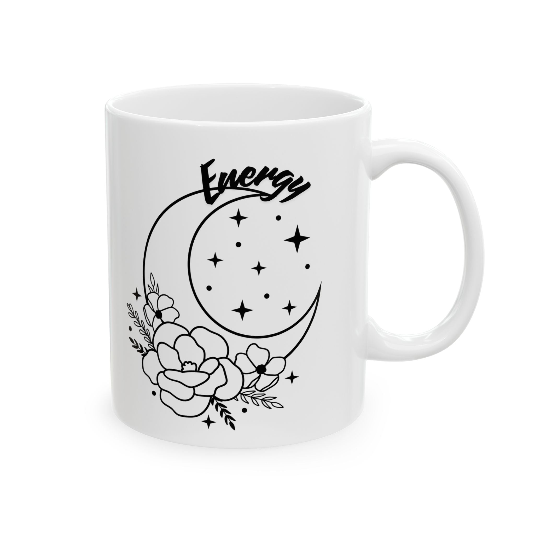 Moon Phase Floral Ceramic Mug | Empowering Gift for Coffee Lovers, Flower Lover's Mug, Astrology Coffee Cup, Celestial Drinkware