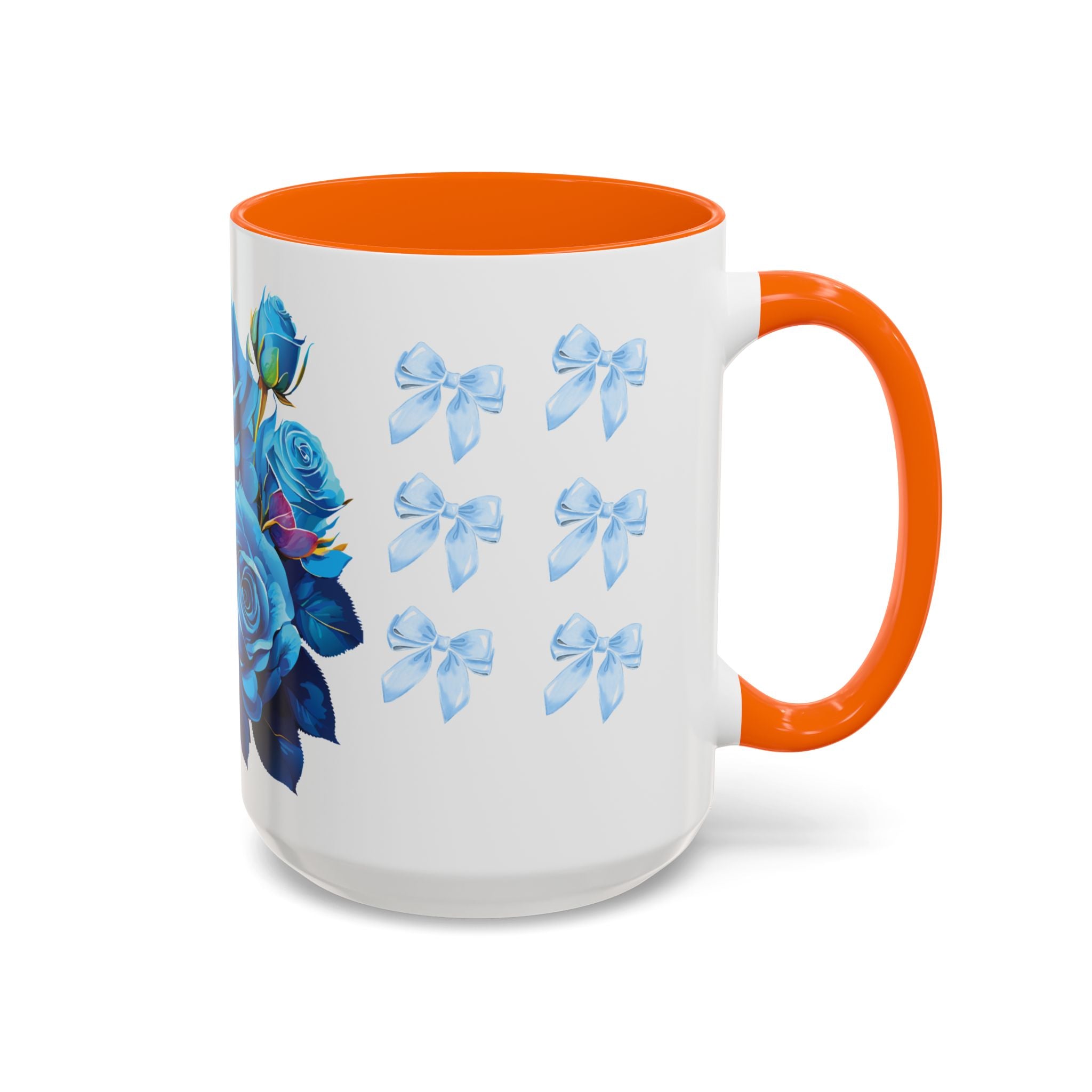 Blue Rose Accent Coffee Mug – Floral Bouquet Design (11/15 oz)