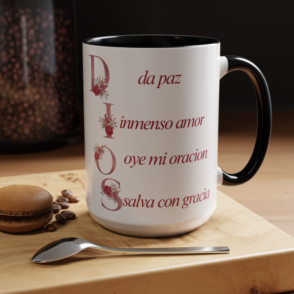 Inspirational Accent Coffee Mug with Floral Design - 11/15oz