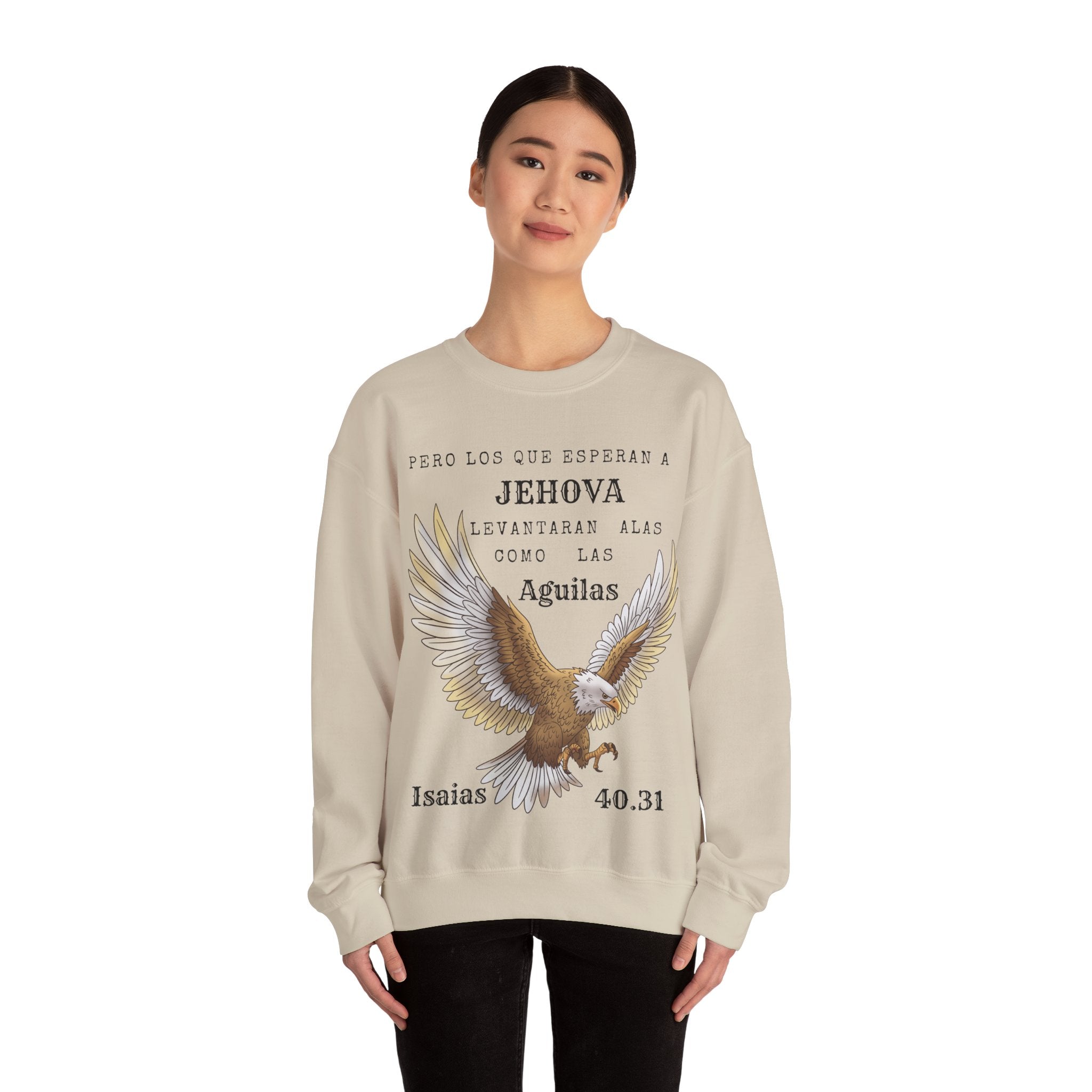 Isaías 40:31 Eagle Sweatshirt — "Pero los que esperan a Jehová" Spanish Christian Crewneck