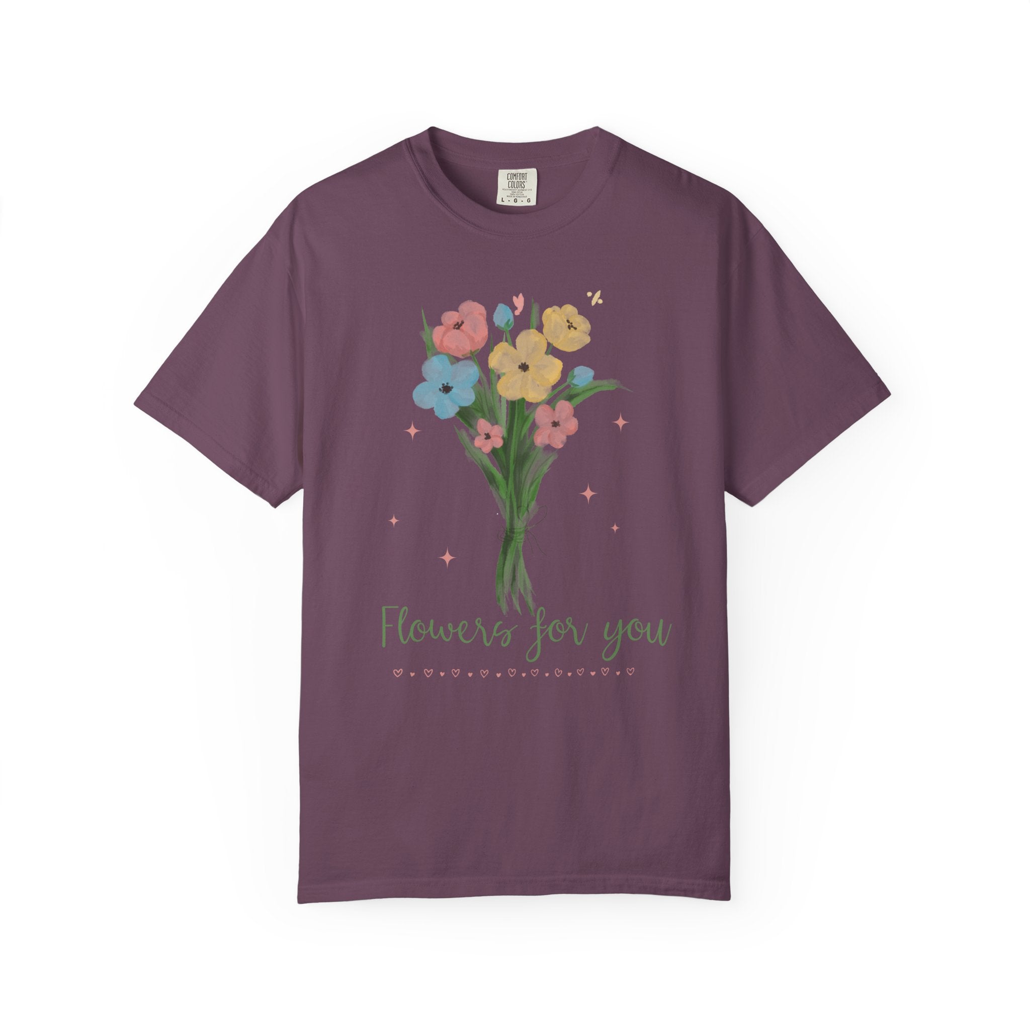 Flower Bouquet Unisex Garment-Dyed T-shirt, Spring Gift, Casual Wear, Floral Tee, Mother's Day Top, Gardening Shirt