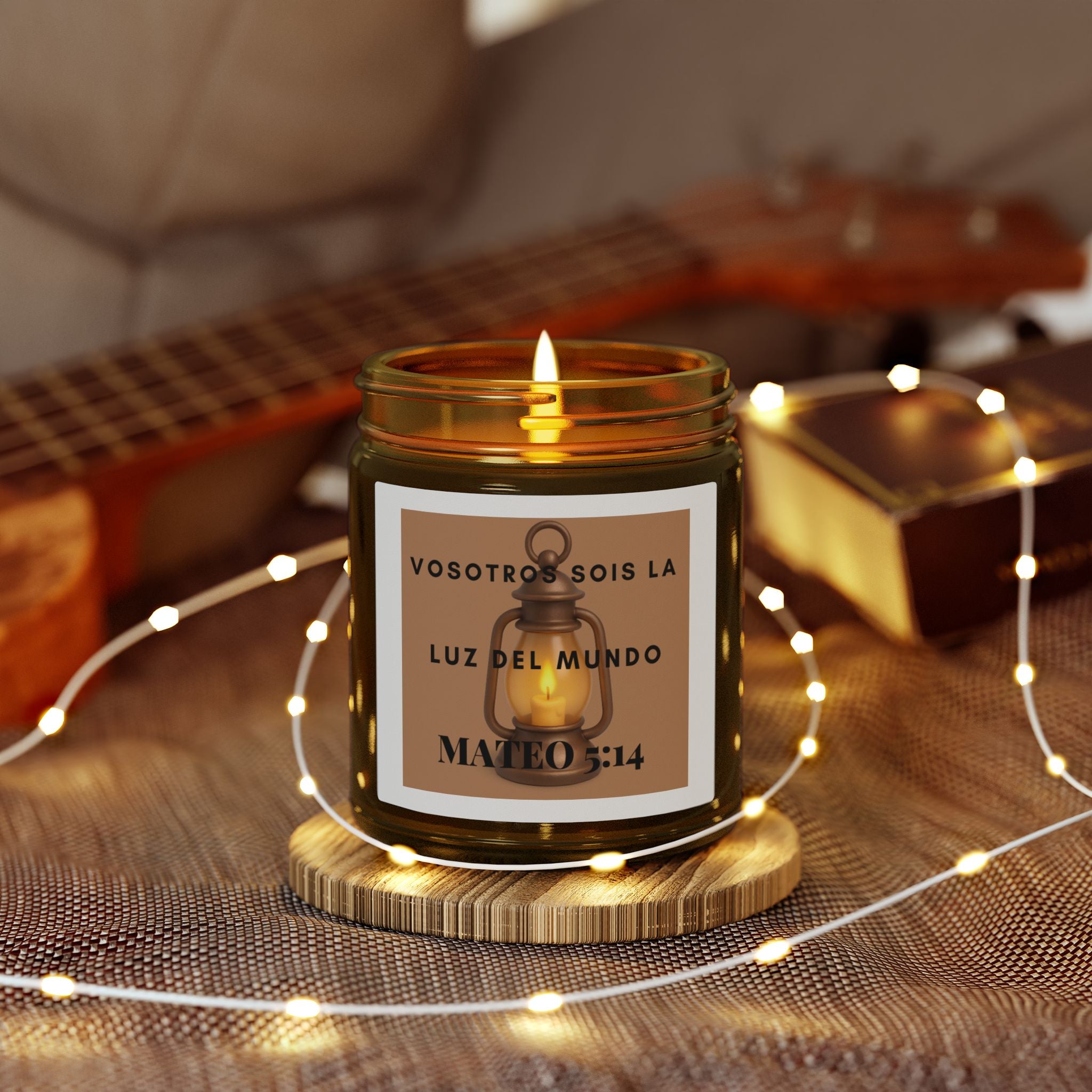 Scented Candle — Coconut Apricot Wax (4oz/9oz) — “Vosotros Sois la Luz del Mundo” Mateo 5:14