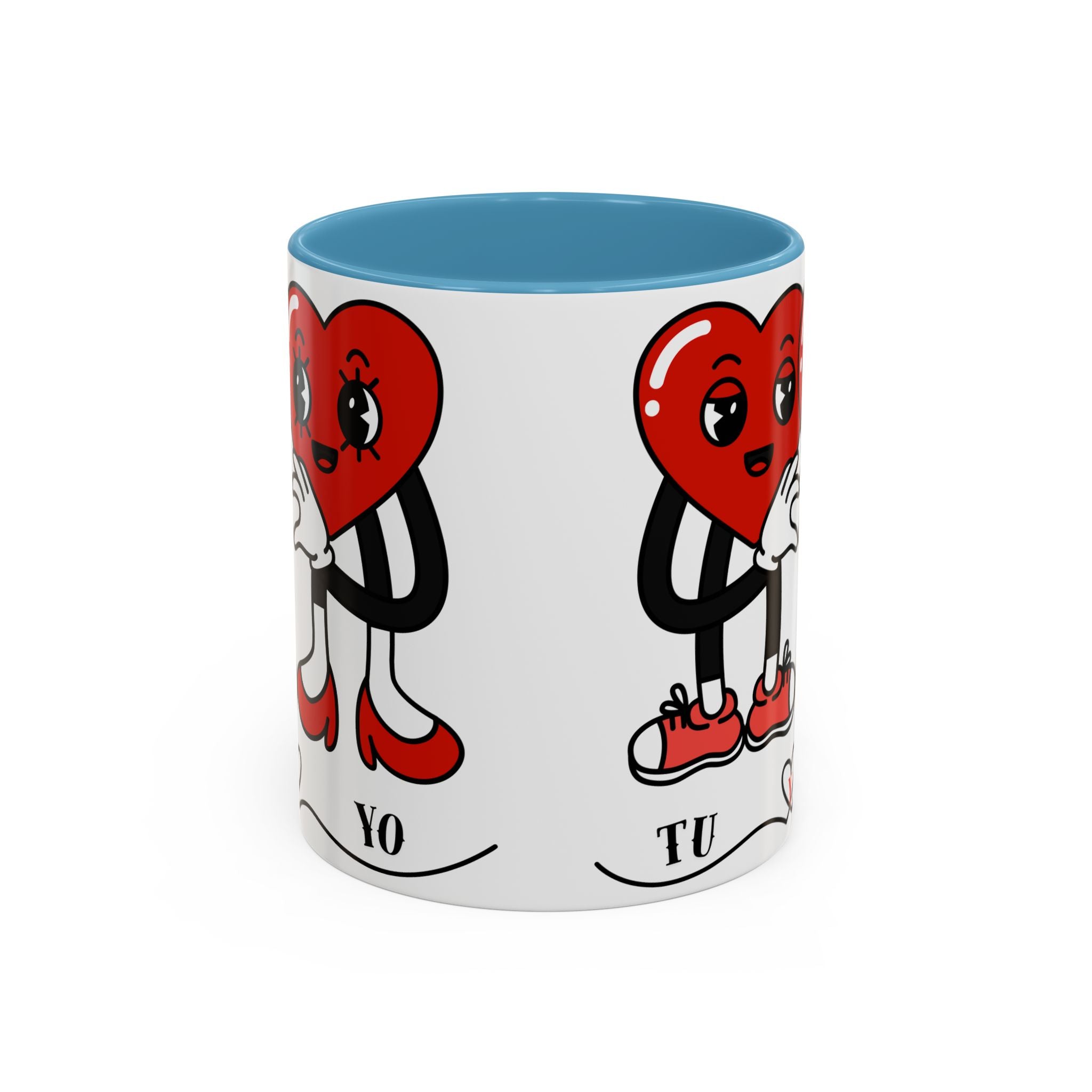 Valentine Heart Couple Coffee Mug – "Tu y Yo" Cute Romantic Accent Mug