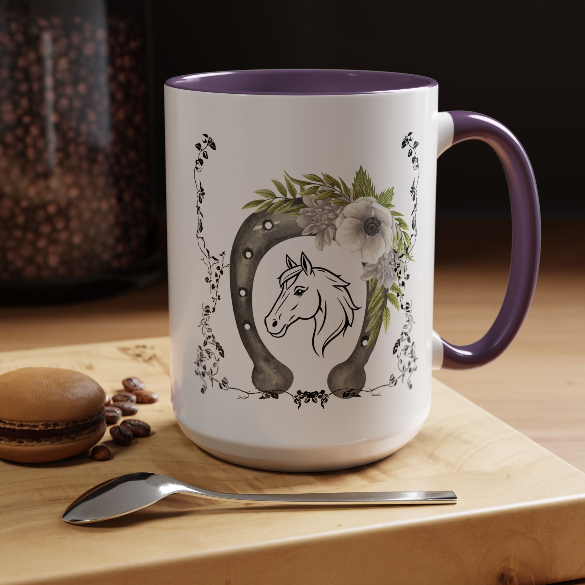 Personalized Floral Horseshoe Mug - Unique Gift for Horse Lovers, Cowgirl Theme, Farmhouse Decor, Wedding Favors, Custom Name Mug