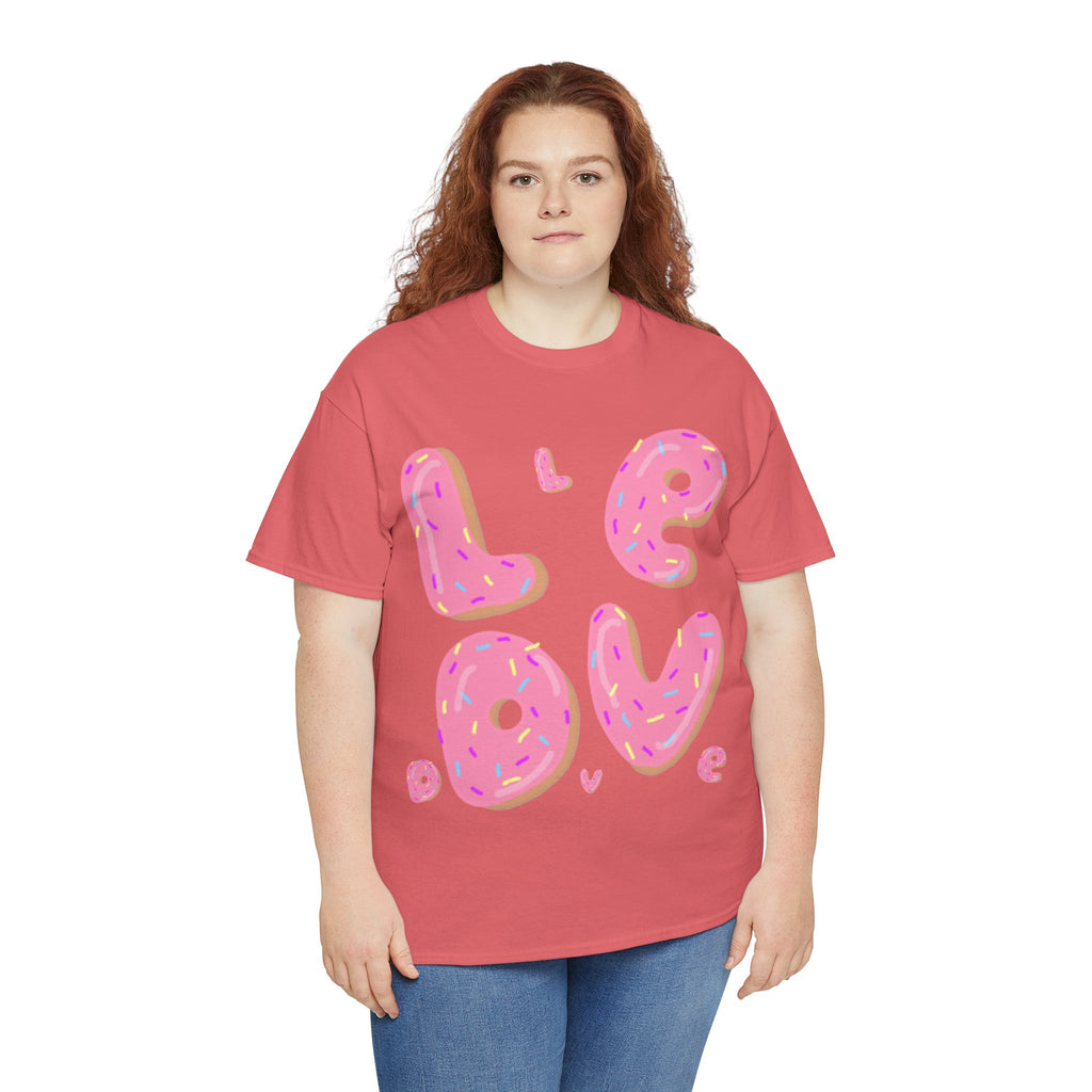 Sweet Love Donut Tee - Unisex Heavy Cotton T-Shirt for Foodies and Fun-Lovers